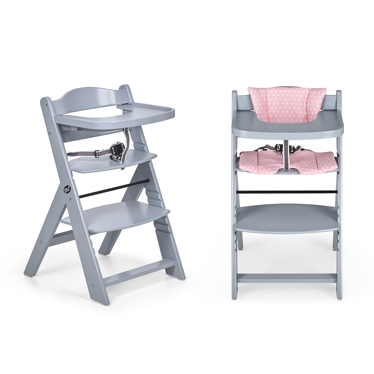 MS - Trona para bebé de Madera Full de - Evolutiva- Silla Alta, Ergonómica, Regulable, Segura Gris-2