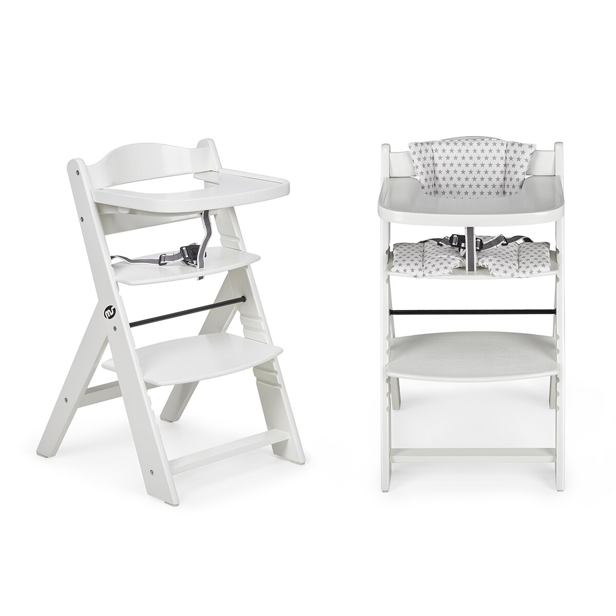 MS - Trona para bebé de Madera Full de - Evolutiva- Silla Alta, Ergonómica, Regulable, Segura Blanco-2