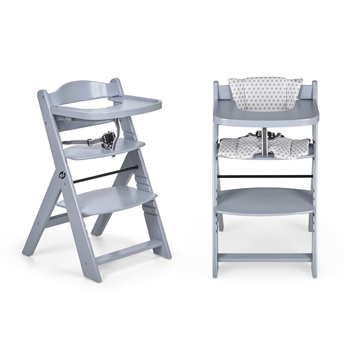 MS -  Trona para bebé de Madera Full de - Evolutiva- Silla Alta, Ergonómica, Regulable, Segura Gris-2
