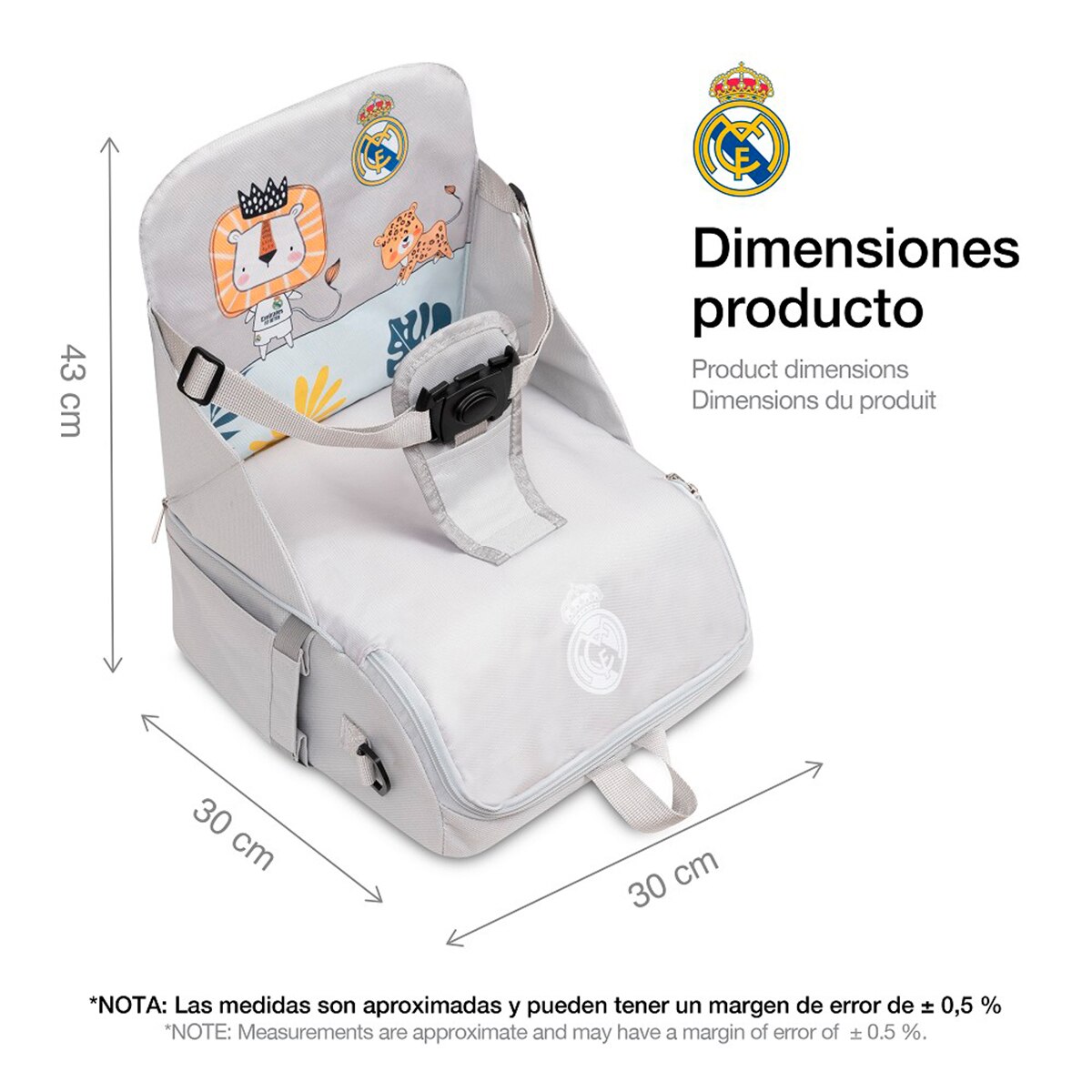 Elevador trona portátil real madrid Gris-5