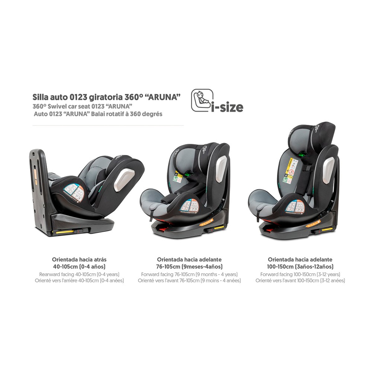 Silla de coche ARUNA I-Size (40-150 cm) Gris-4
