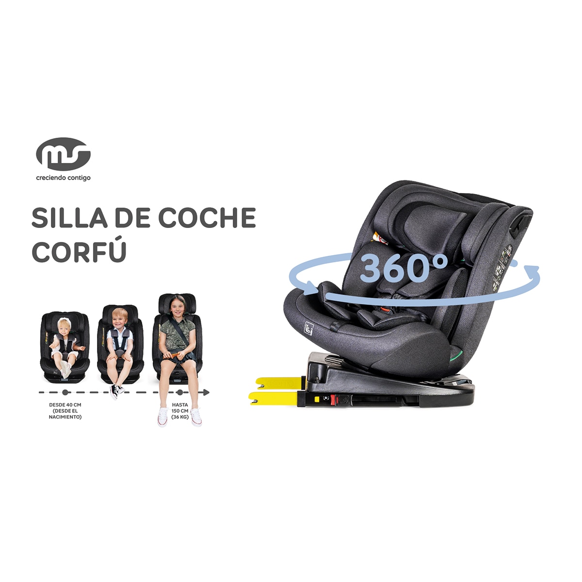 Silla de auto Corfú I-Size (40-150cm) Gris-14