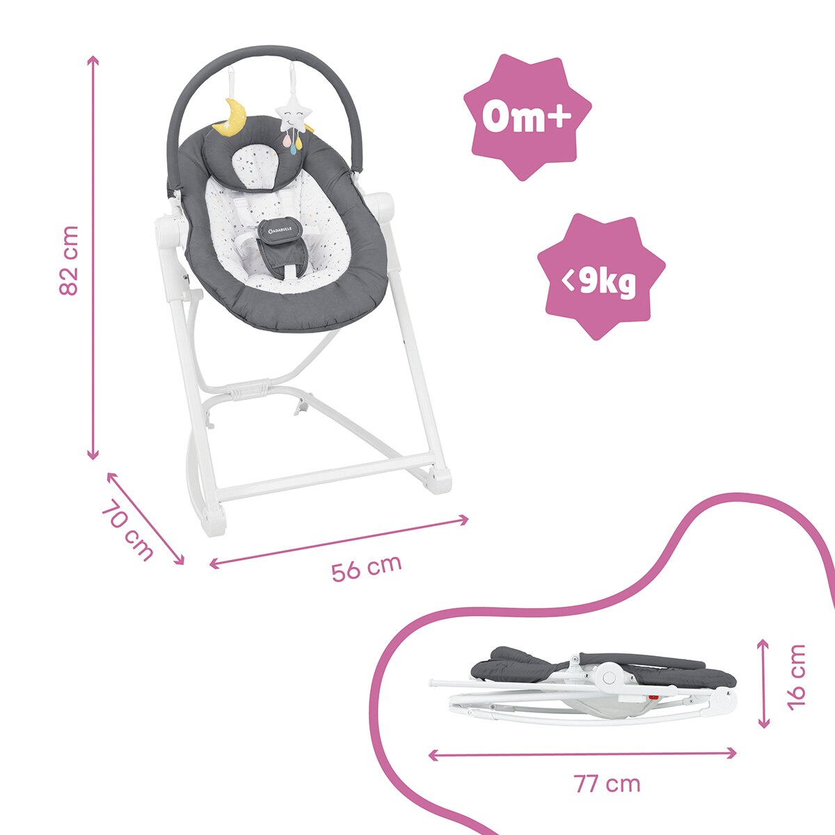 Hamaca Badabulle Up & Down Moonlight gris Gris-5