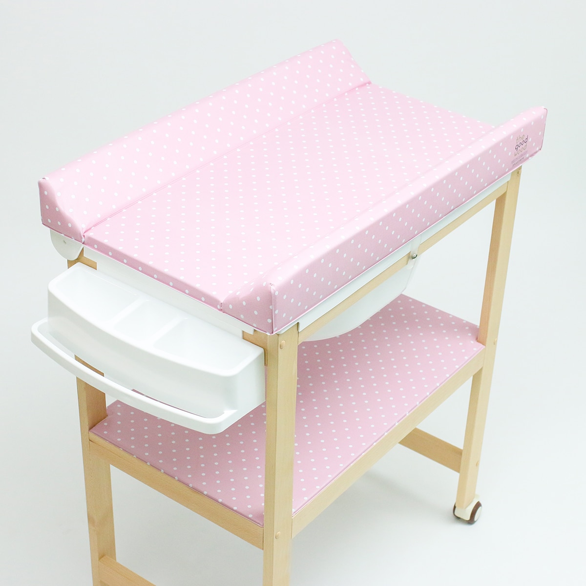 Bañera Cambiador Plastimyr de madera The Good Wood Topos rosa Madera / Rosa-2