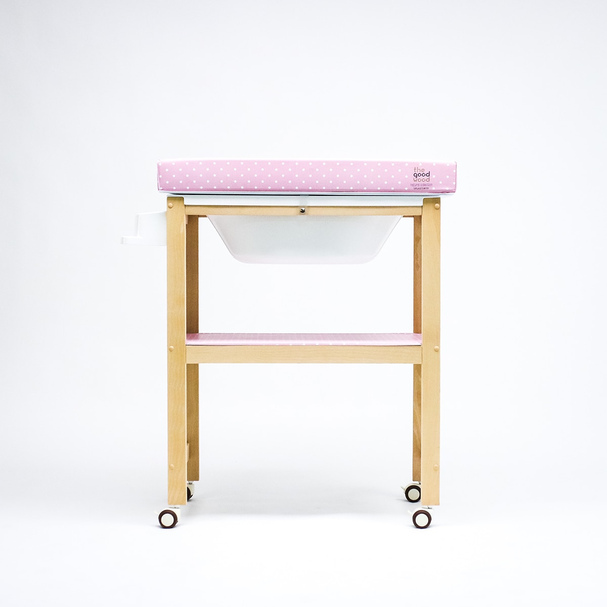 Bañera Cambiador Plastimyr de madera The Good Wood Topos rosa Madera / Rosa-3