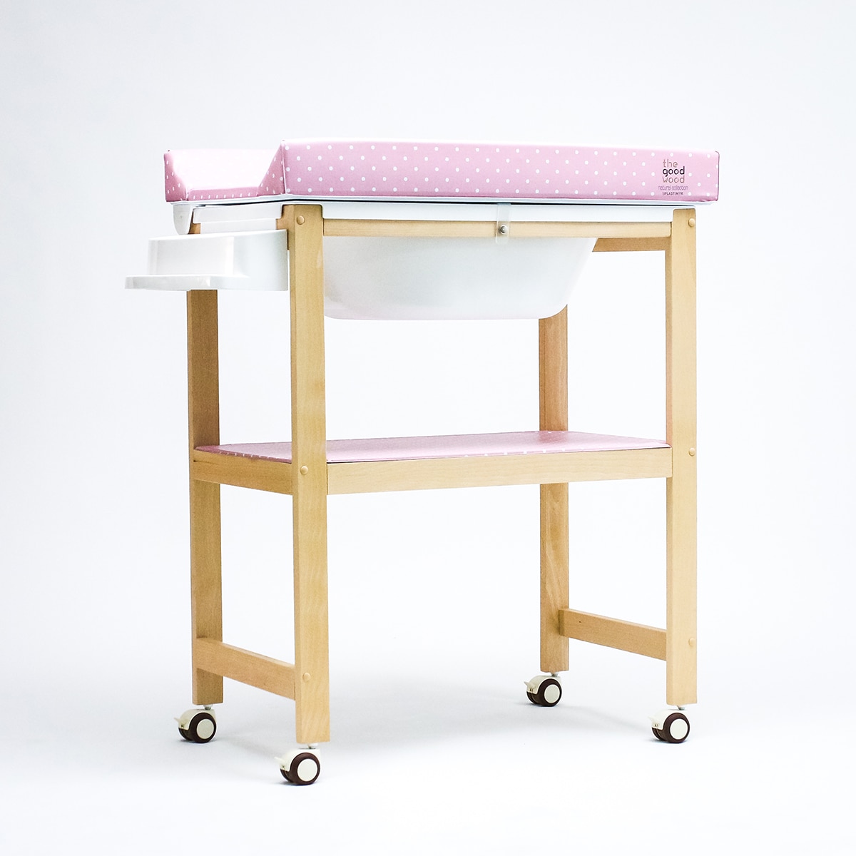 Bañera Cambiador Plastimyr de madera The Good Wood Topos rosa Madera / Rosa-4