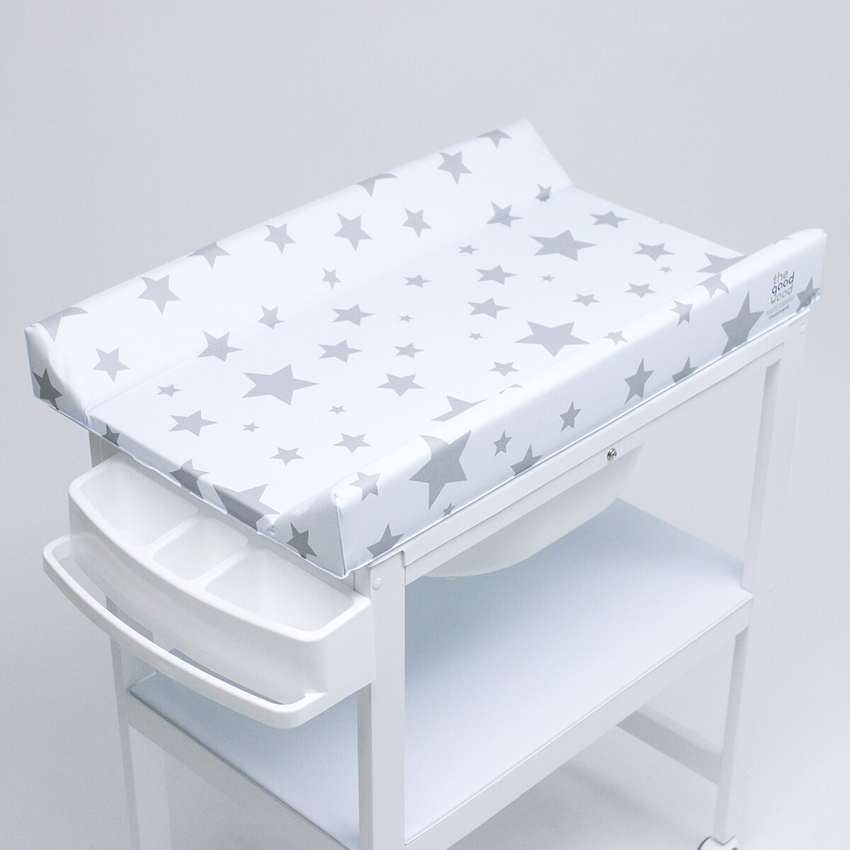 Bañera Cambiador Plastimyr de madera The Good Wood Estrellas blanco Madera / Blanco-2