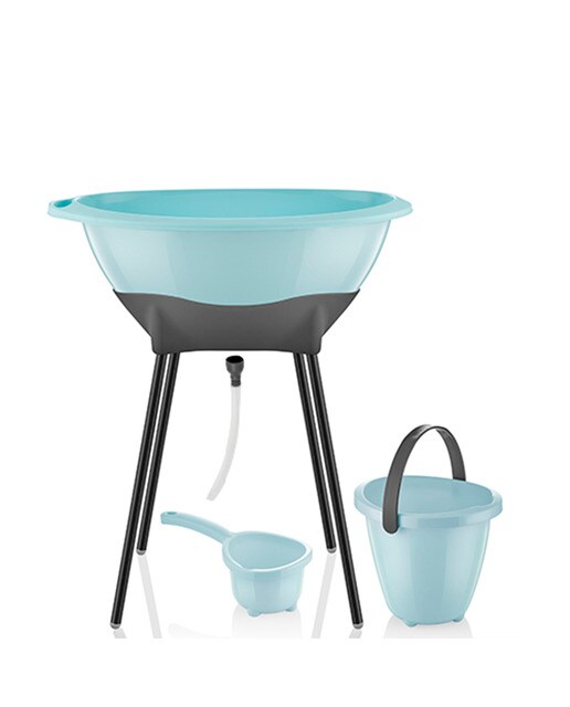 Bañera con soporte para bebé Turquesa-5