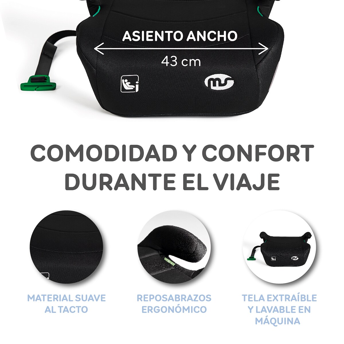 Alzador 835A  I-Size sin isofix (125-150cm) Negro-7