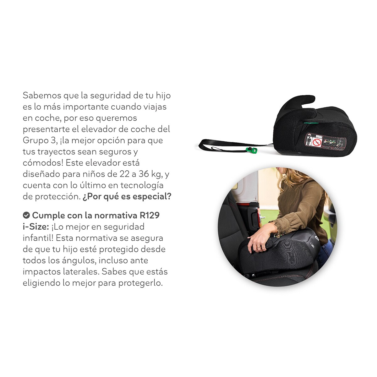 Alzador 835A  I-Size sin isofix (125-150cm) Negro-14