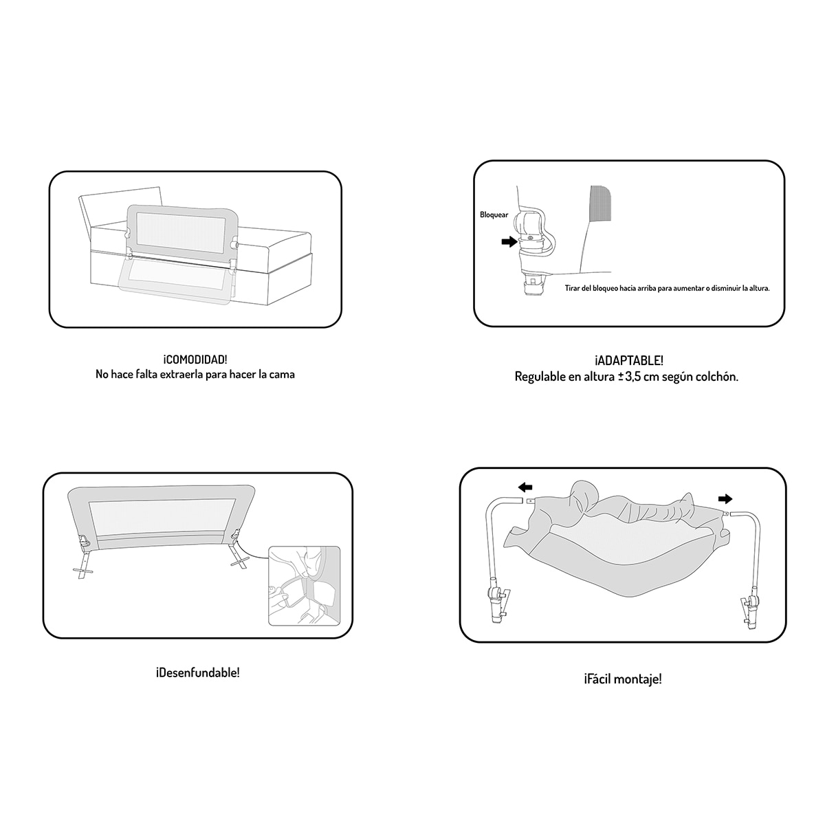 Barrera de Seguridad Interbaby abatible para Cama (150 cm.) Jirafa gris Gris-4