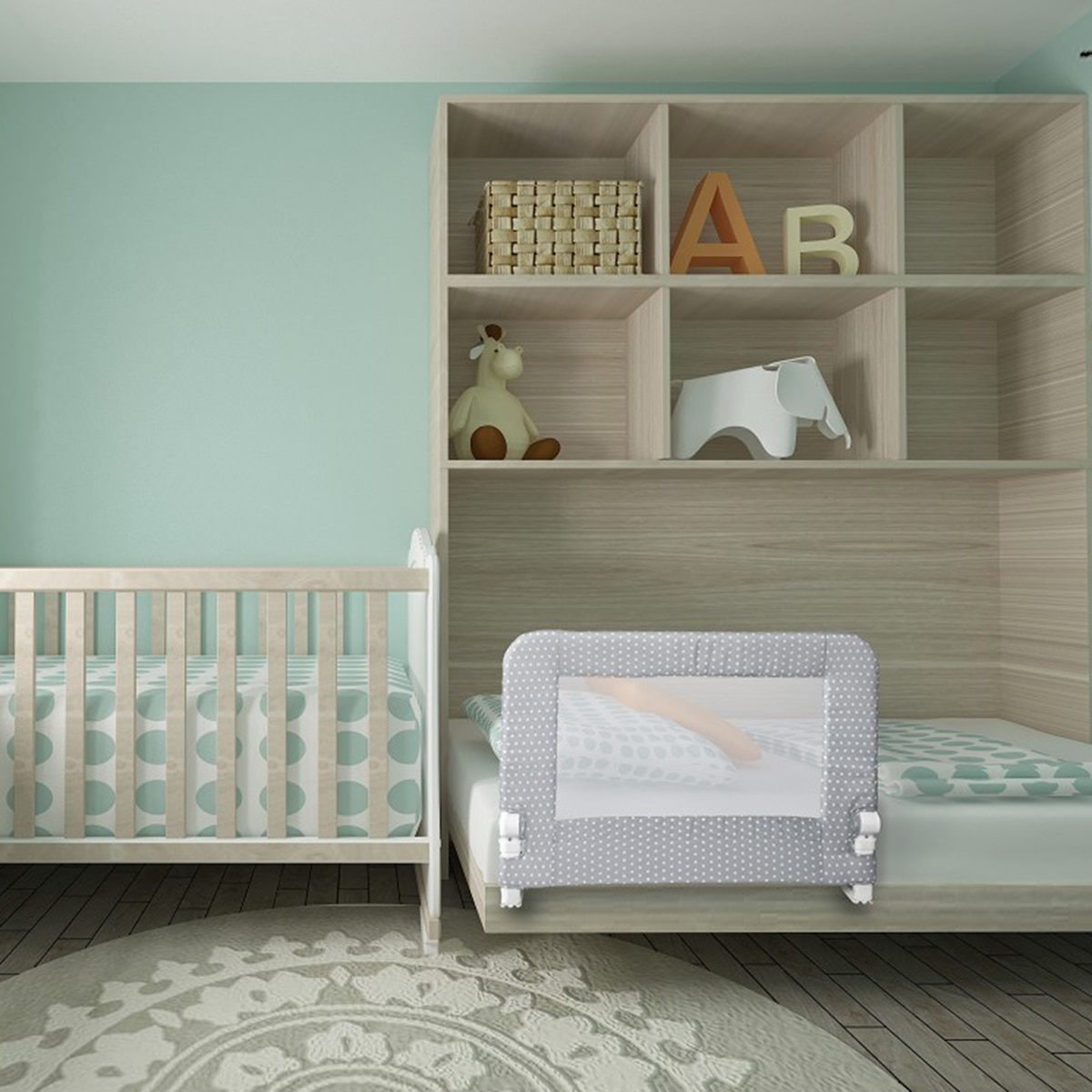 Barrera de Seguridad Interbaby abatible para Cama (90 cm.) Estrellas gris Gris-3