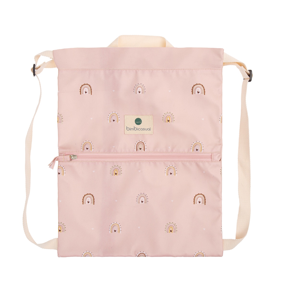 Bolsa/mochila merienda 43x32 bimbicasual happy days 100% poliéster Rosa-1