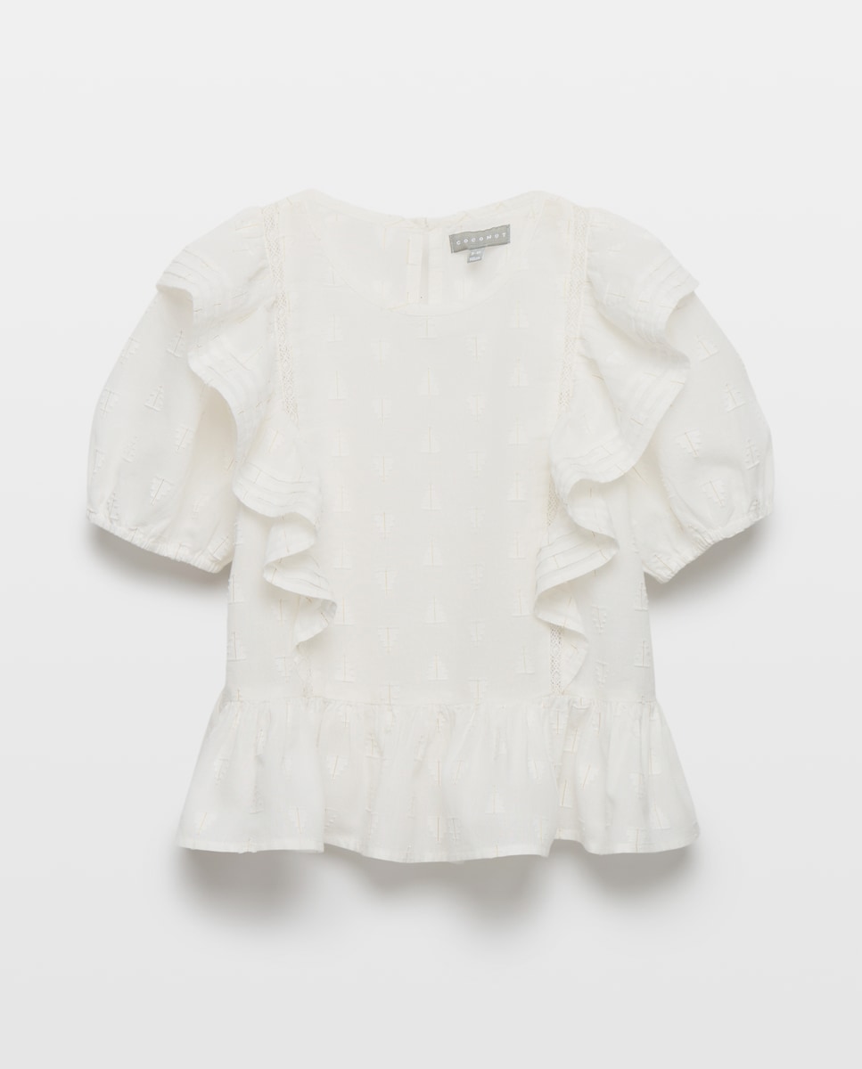 Imagem 0 de Blusa de Manga Curta com Fantasia de Jacquard de Fio Metalizado