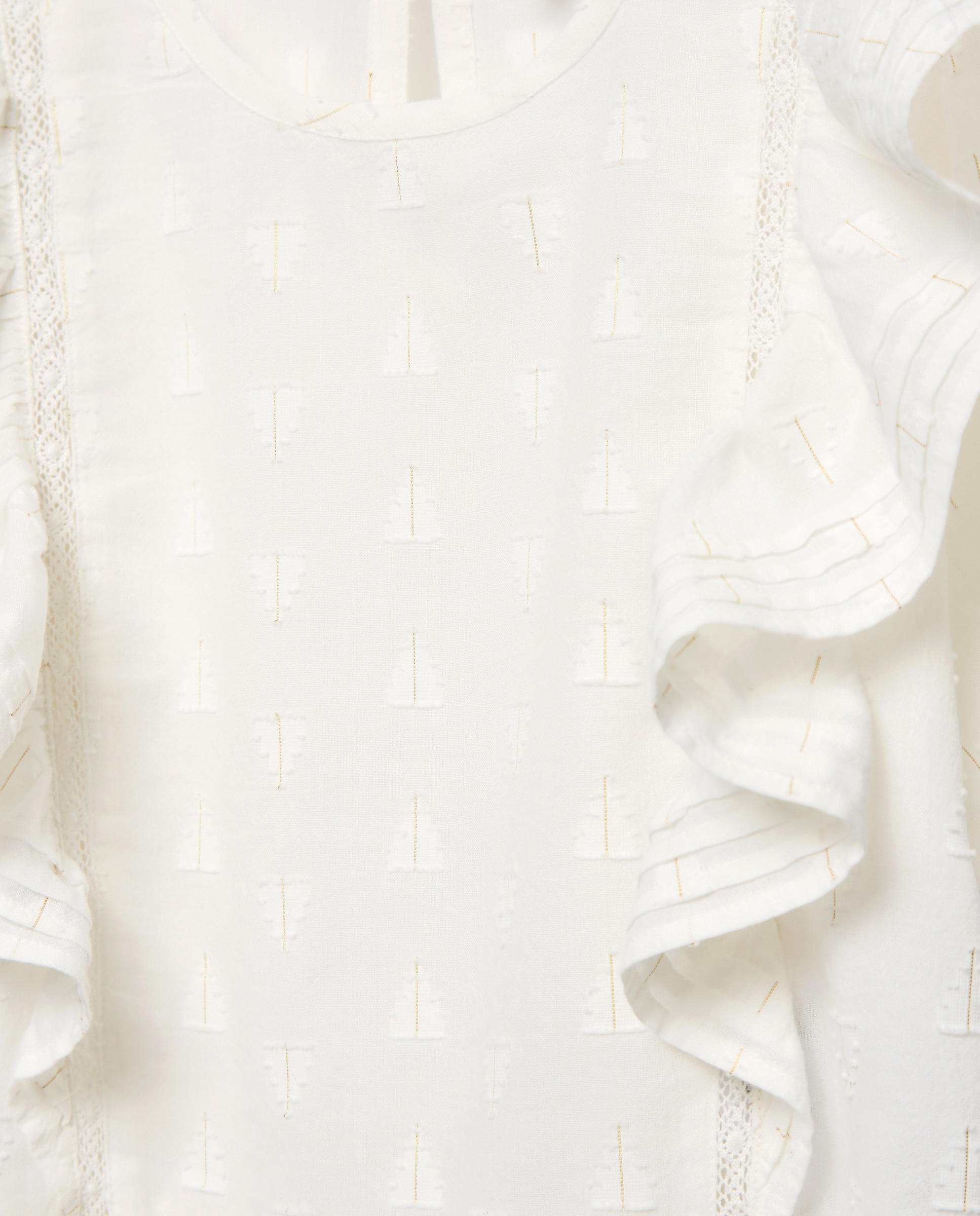 Blusa de Manga Curta com Fantasia de Jacquard de Fio Metalizado Coconut El Corte Inglés Branco-marfim-6