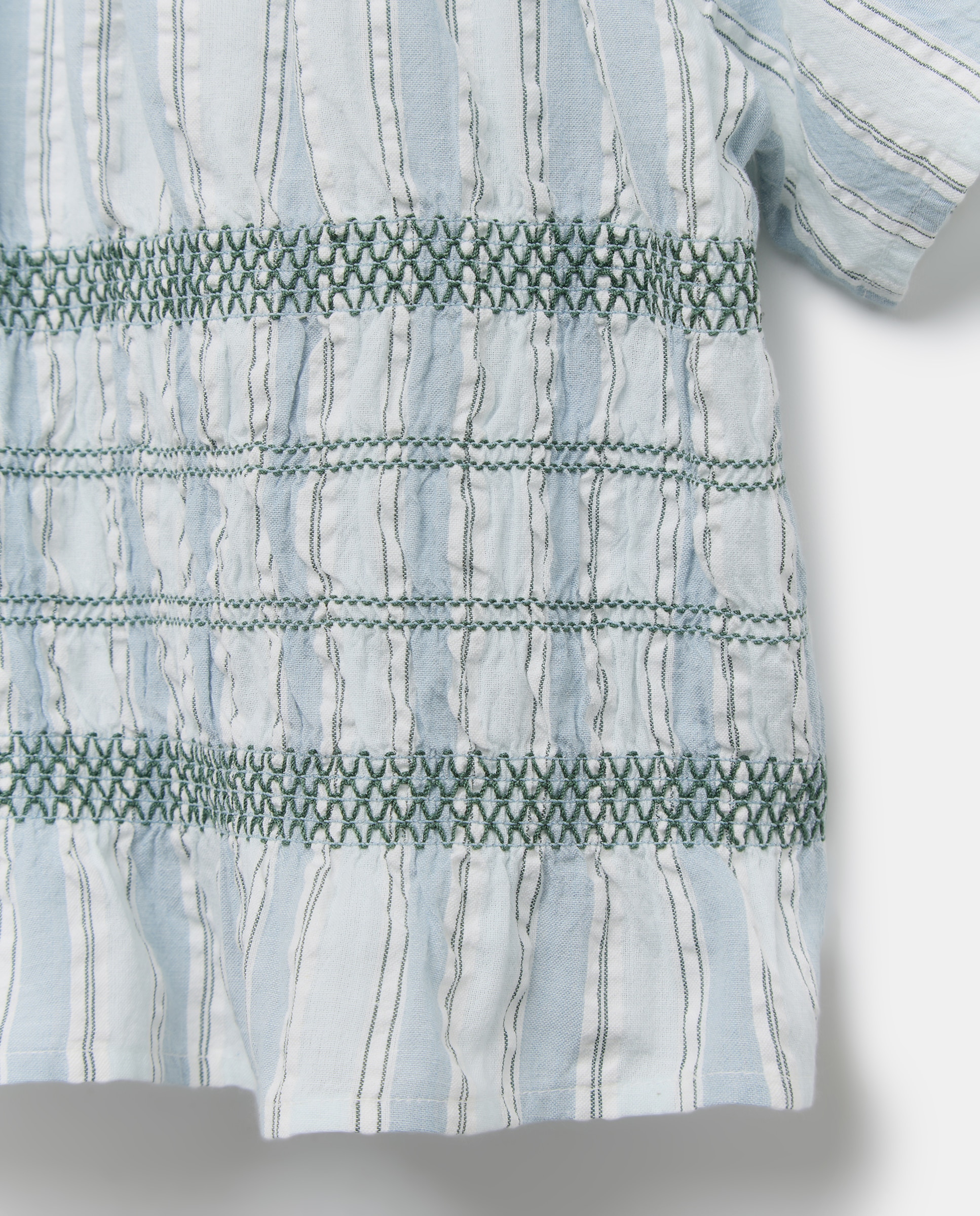 Blusa de Manga Curta com Elásticos e Risca Verde-6