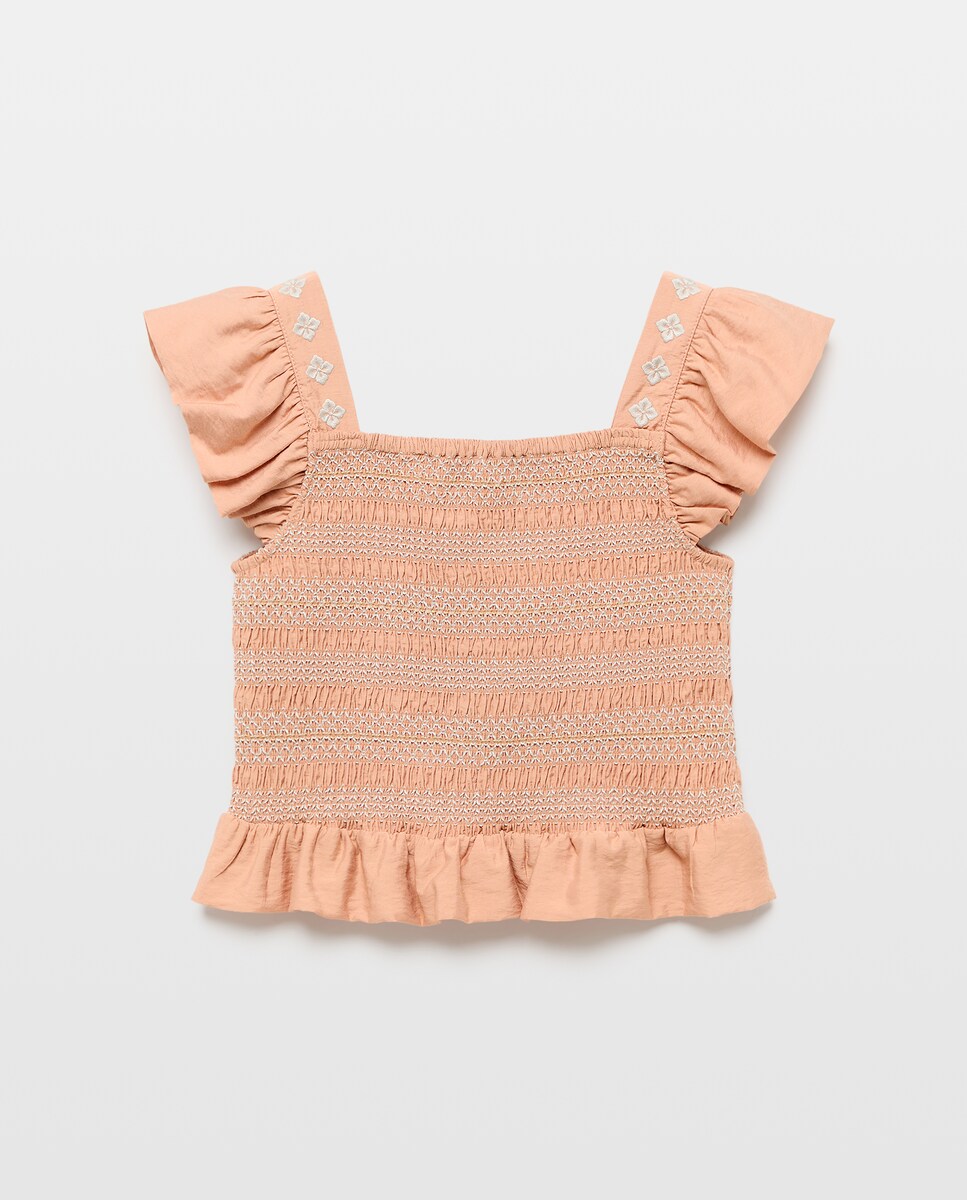 Top de Smock e Bordado com Decote Quadrado 770 Terracota-4