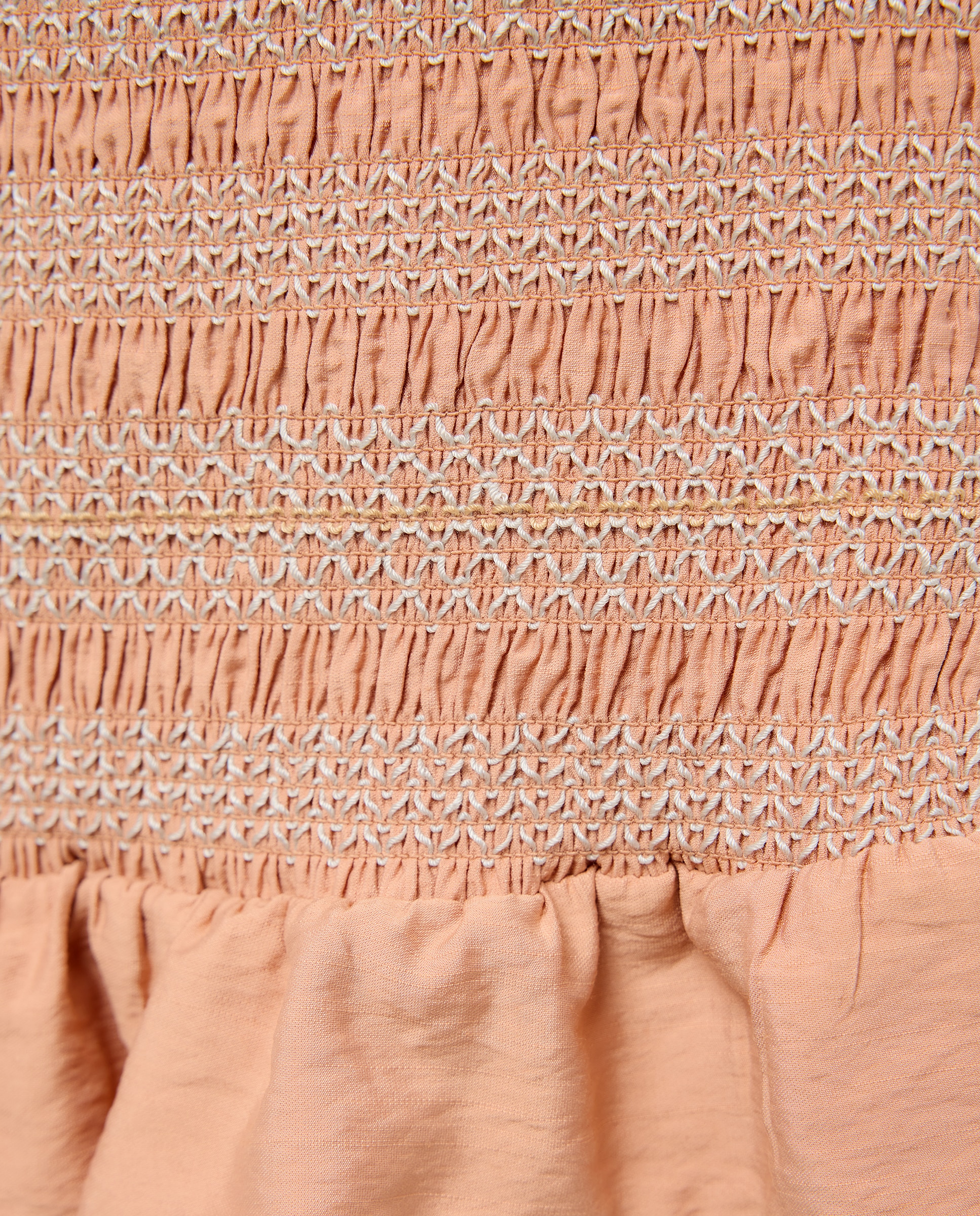 Top de Smock e Bordado com Decote Quadrado Coconut El Corte Inglés 770 Terracota-6