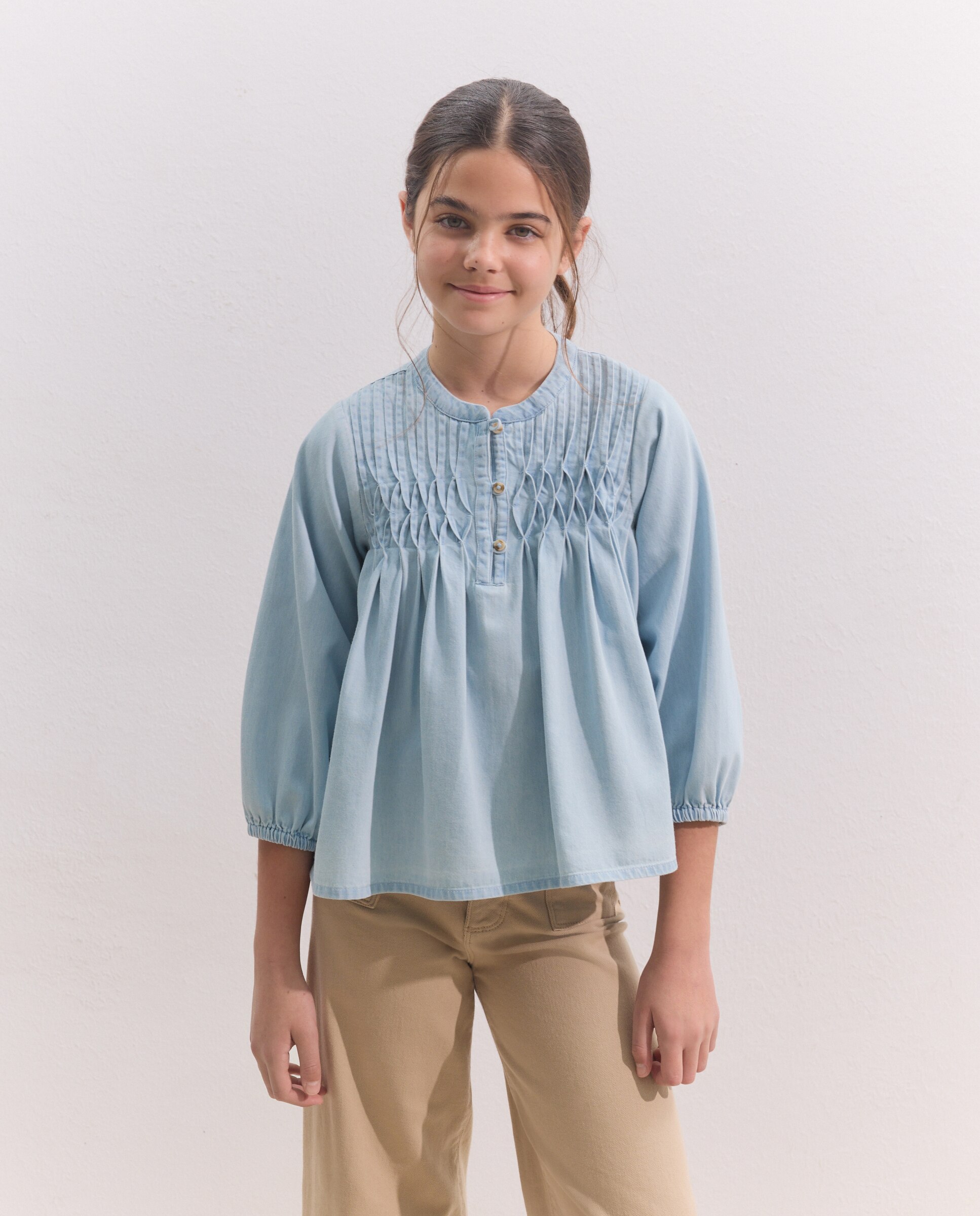 Blusa manga corta jaretas denim bleach de niña - Coconut El Corte Inglés - 490 Petróleo 490 Petróleo-2