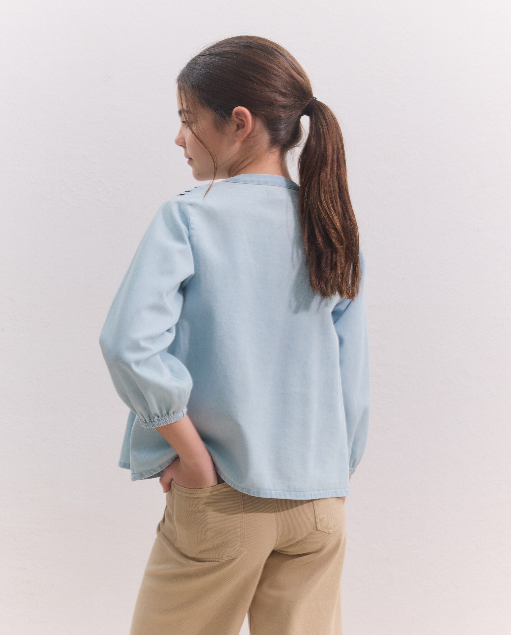 Blusa manga corta jaretas denim bleach de niña - Coconut El Corte Inglés - 490 Petróleo 490 Petróleo-3