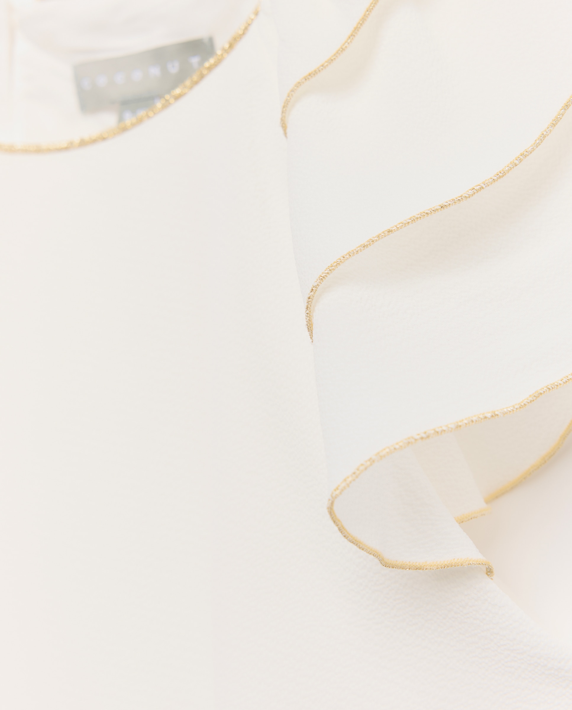 Blusa de Manga com Folhos e Fio Dourado Branco-marfim-6