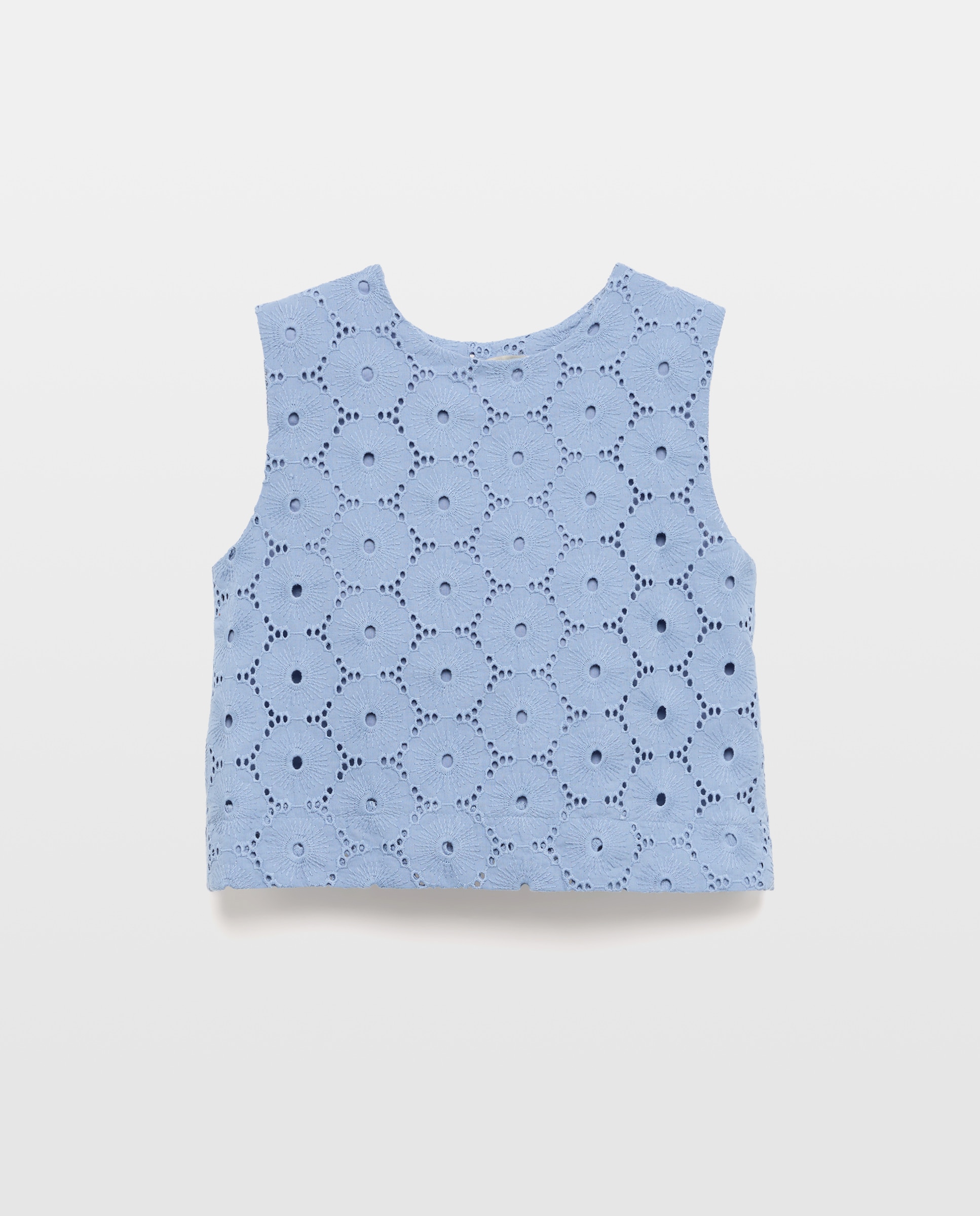 Top sem Mangas com Bordado Suíço Floral 400 Azul-4