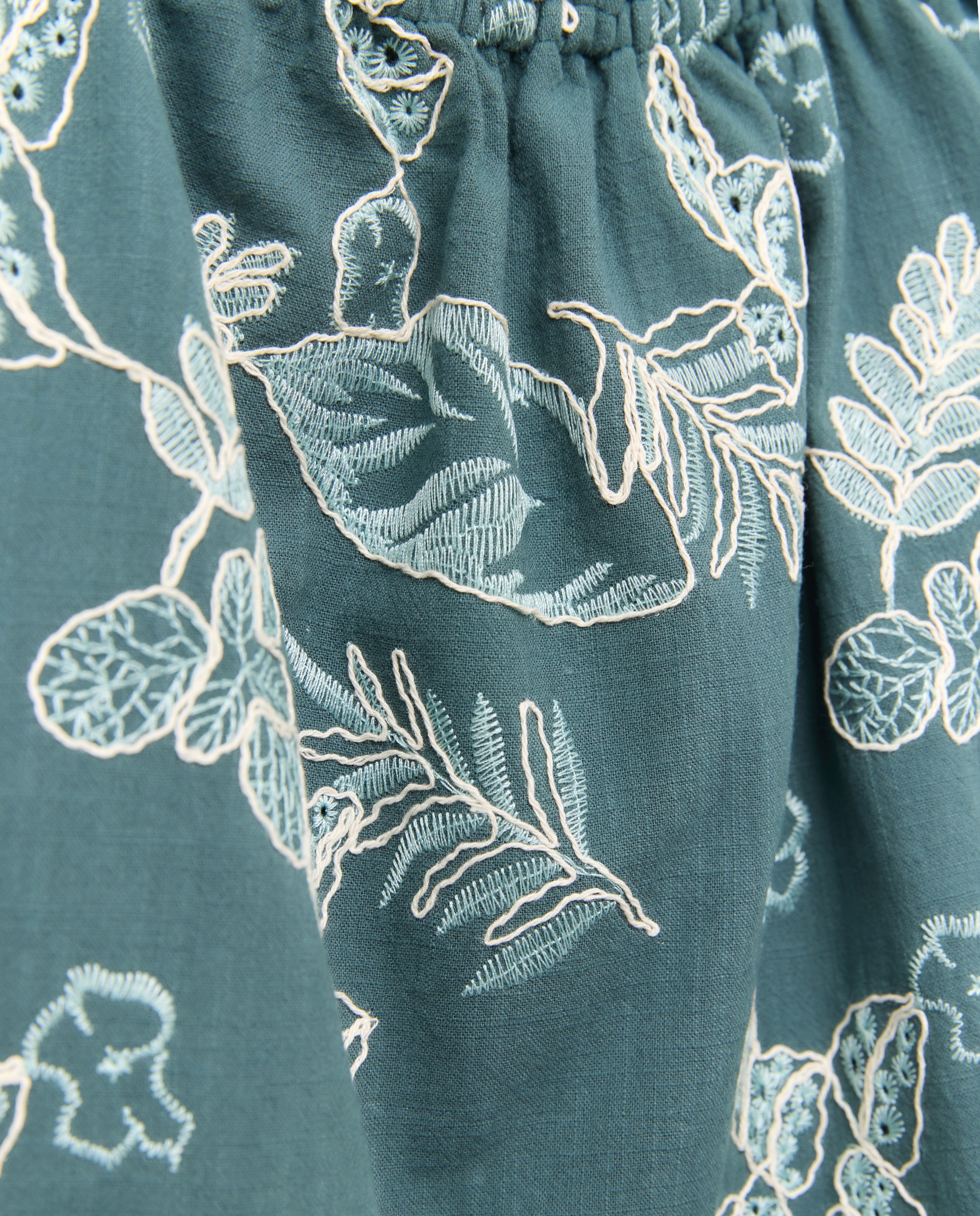 Blusa de Manga Curta com Ombro com Bordado de Fantasia Coconut El Corte Inglés 530 Verde Escuro-6