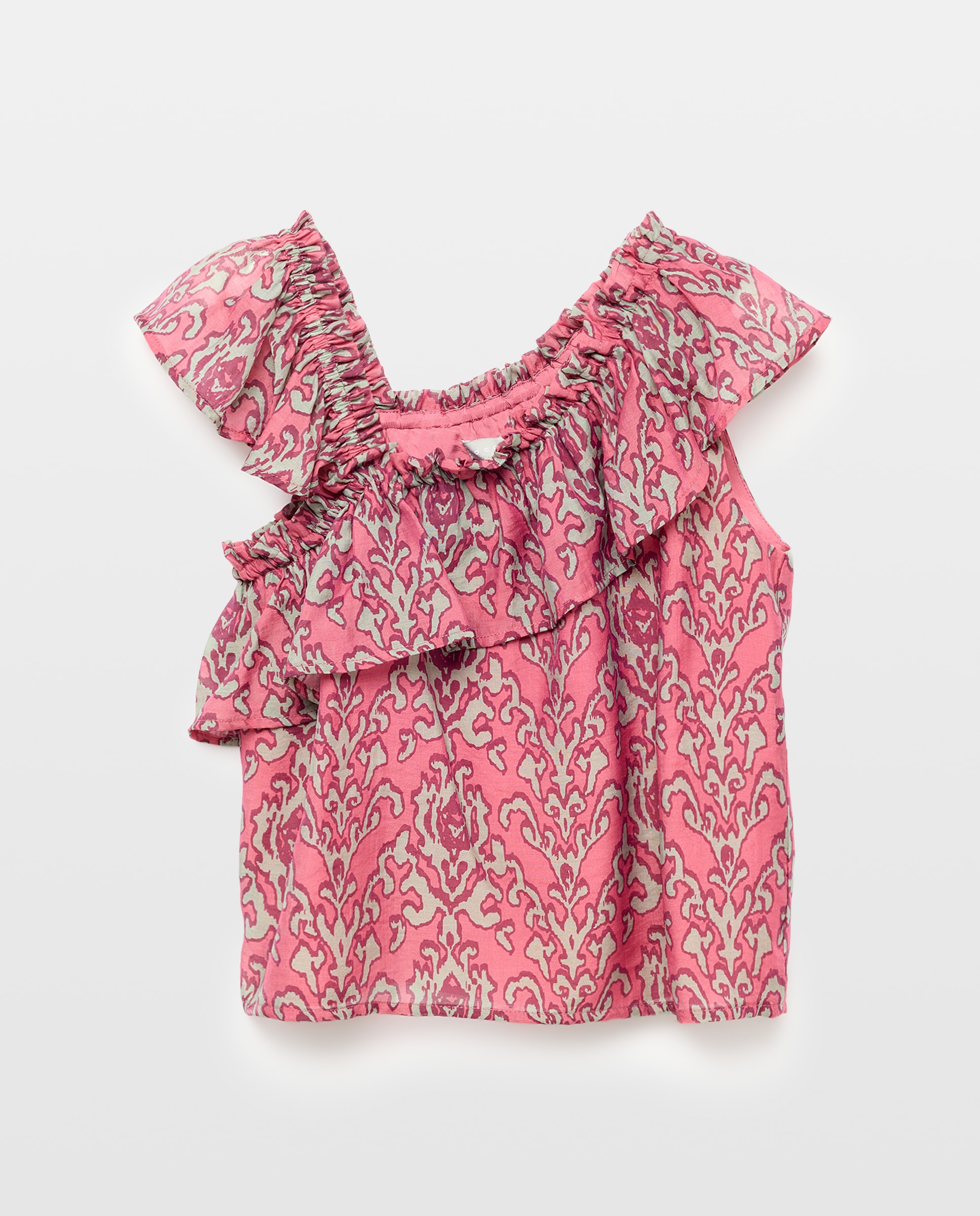 Top Assimétrico de Tencel com All Over Print Ikat Coconut El Corte Inglés Verde-4