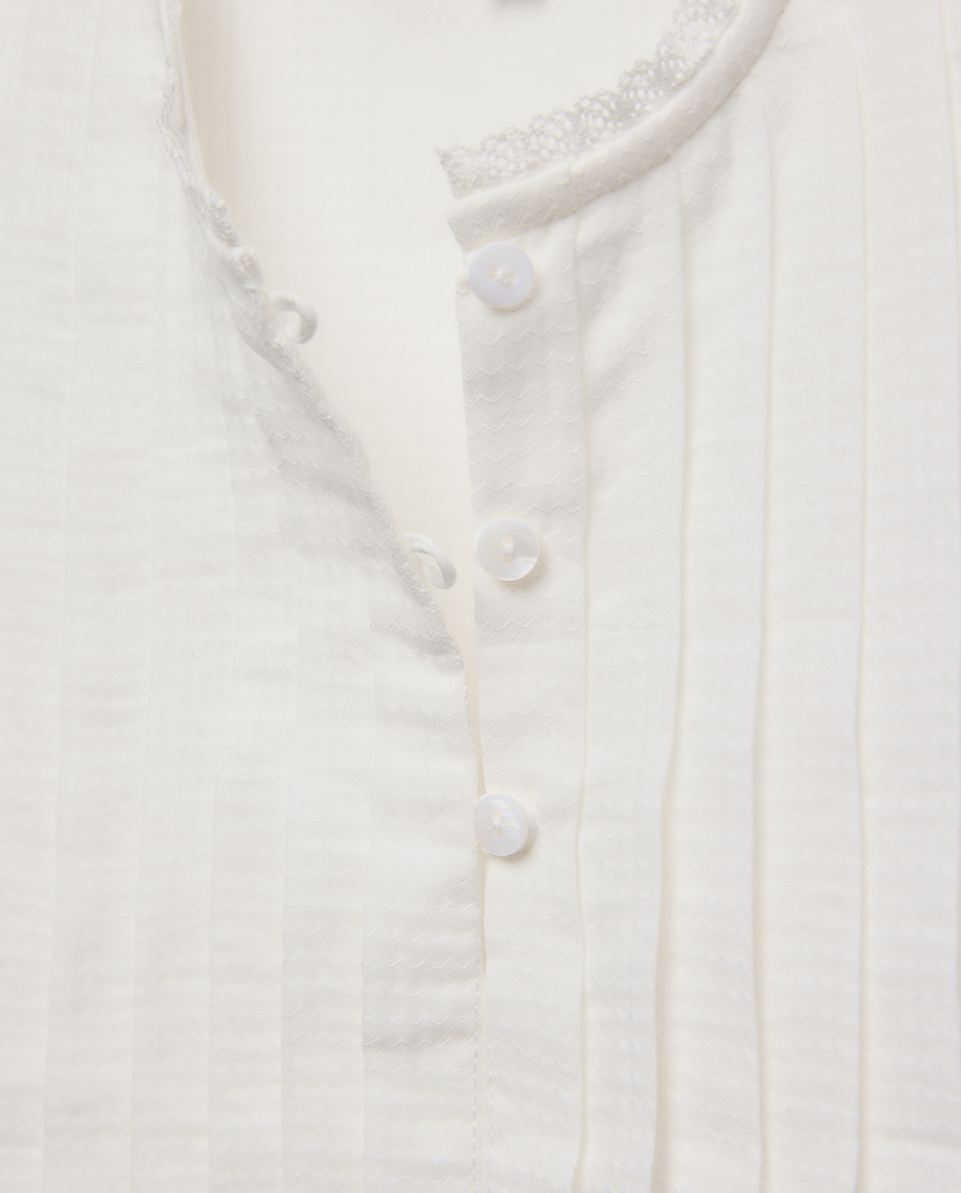 Blusa sem Mangas com Estrutura de Padrão Espinha de Peixe e Pregas Coconut El Corte Inglés Branco-6
