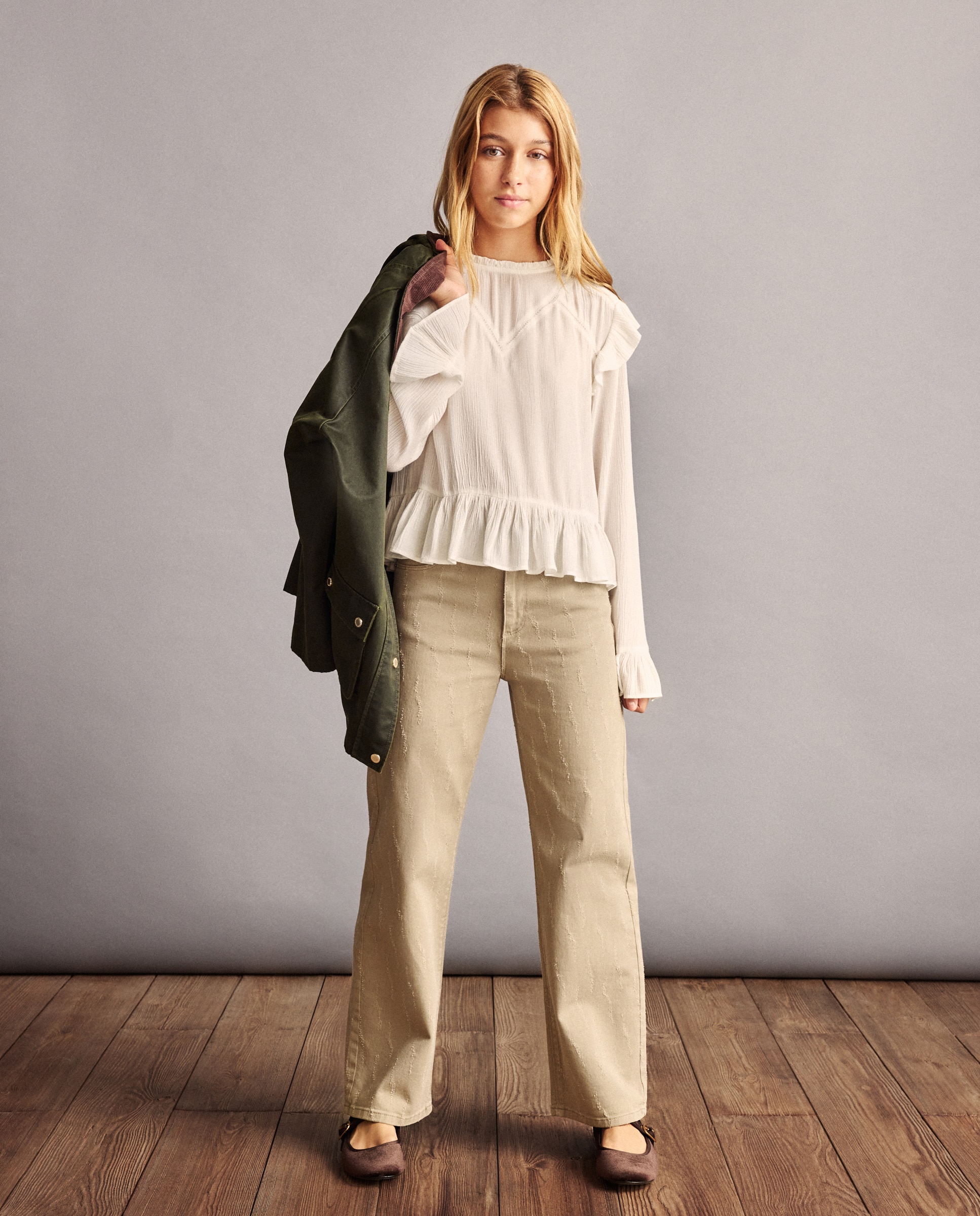 Blusa manga larda viscosa y volantes de niña - Coconut El Corte Inglés - Blanco roto Blanco roto-1