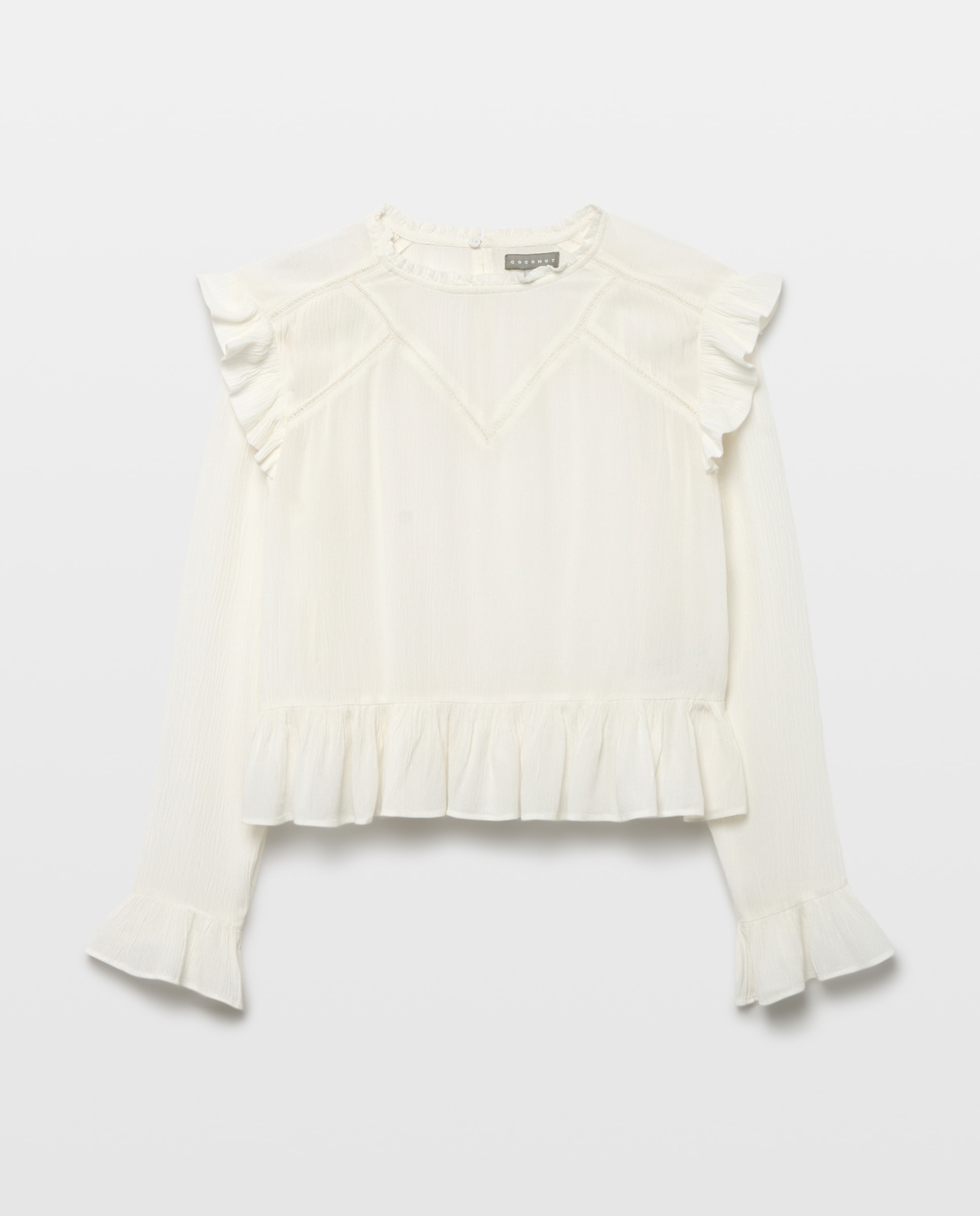 Blusa manga larda viscosa y volantes de niña - Coconut El Corte Inglés - Blanco roto Blanco roto-5