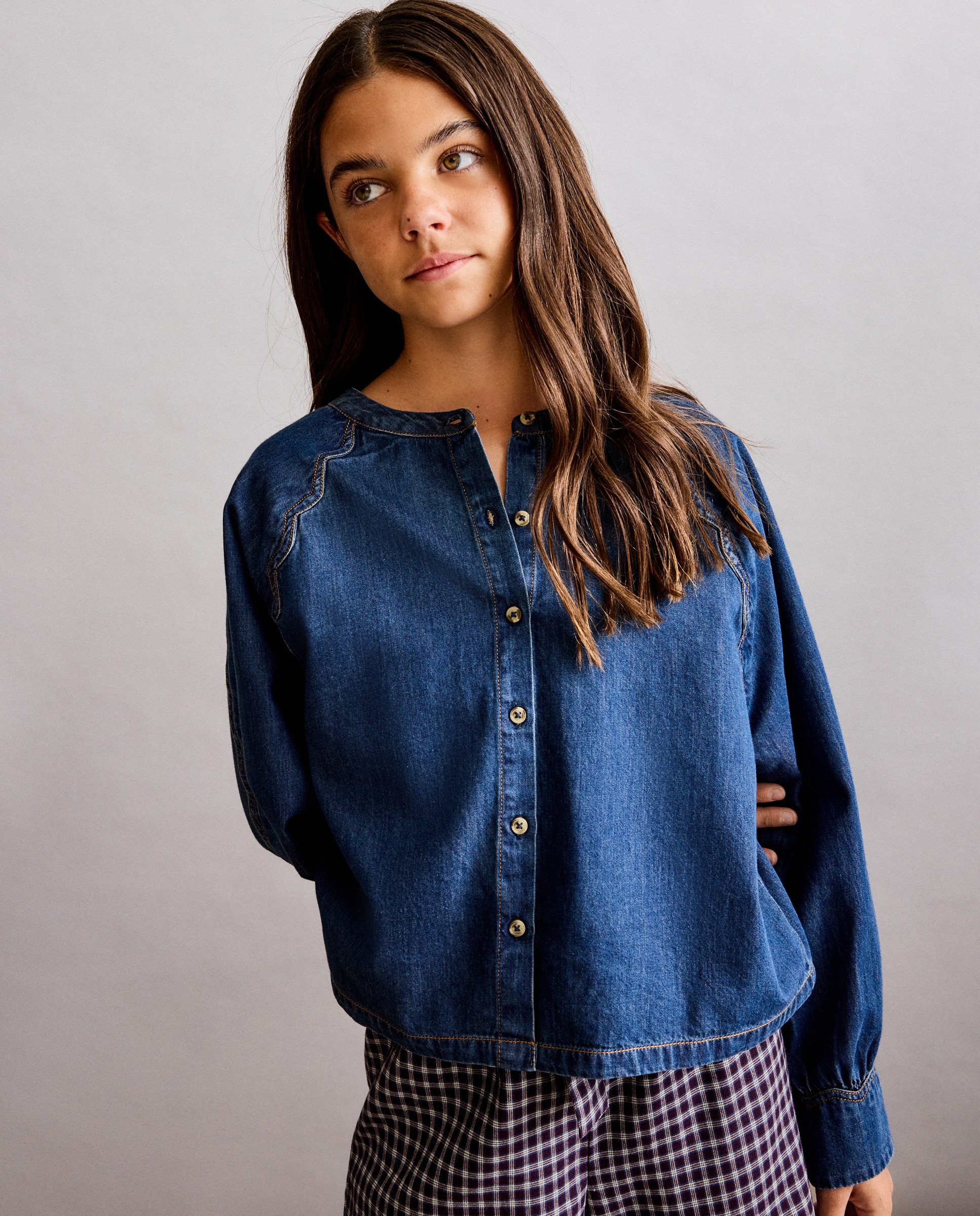 Blusa manga larga denim ondas de niña - Coconut El Corte Inglés - Azul Suave Azul Suave-1