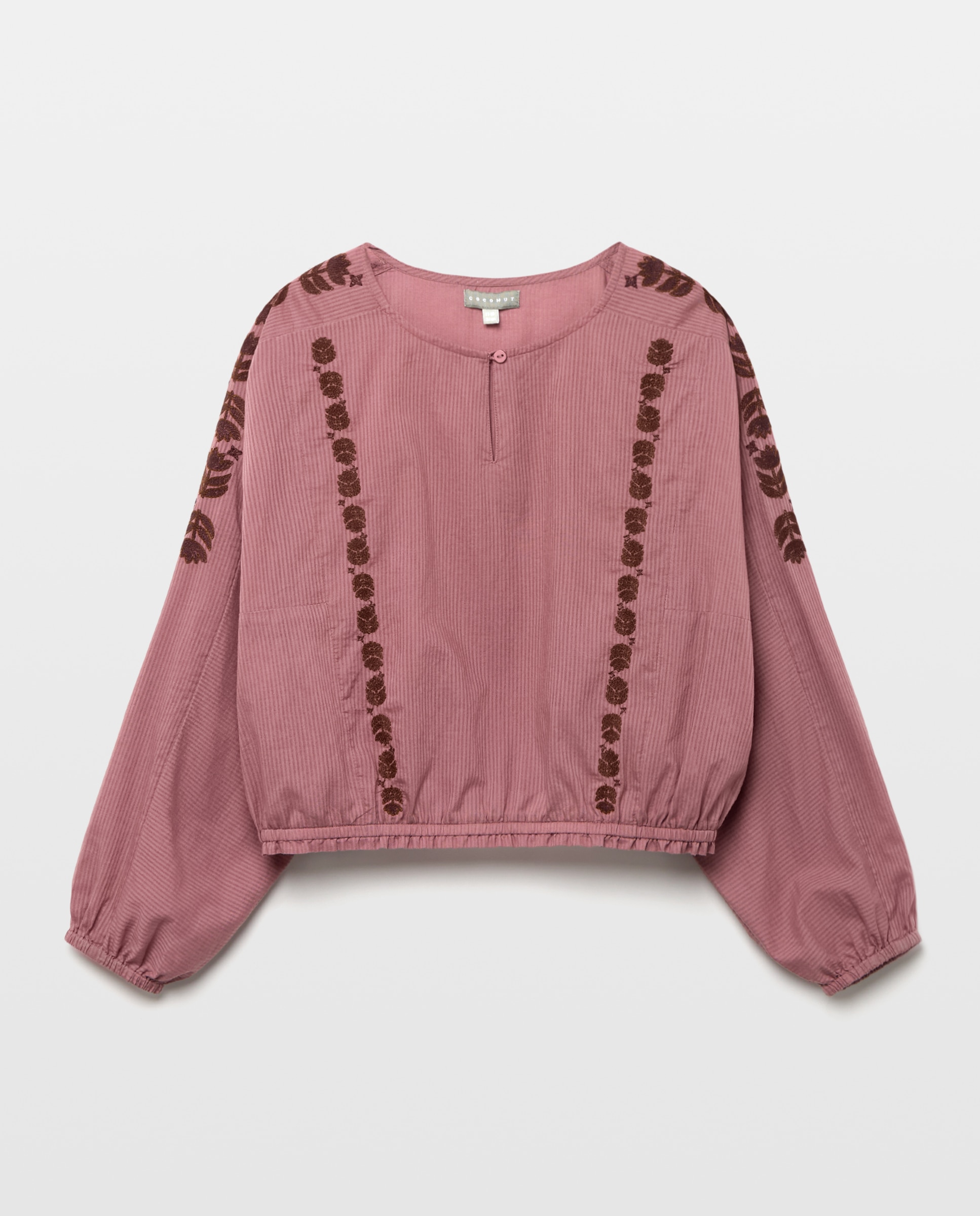 Blusa de Manga Comprida Dobby com Bordados 291 Beringela-5