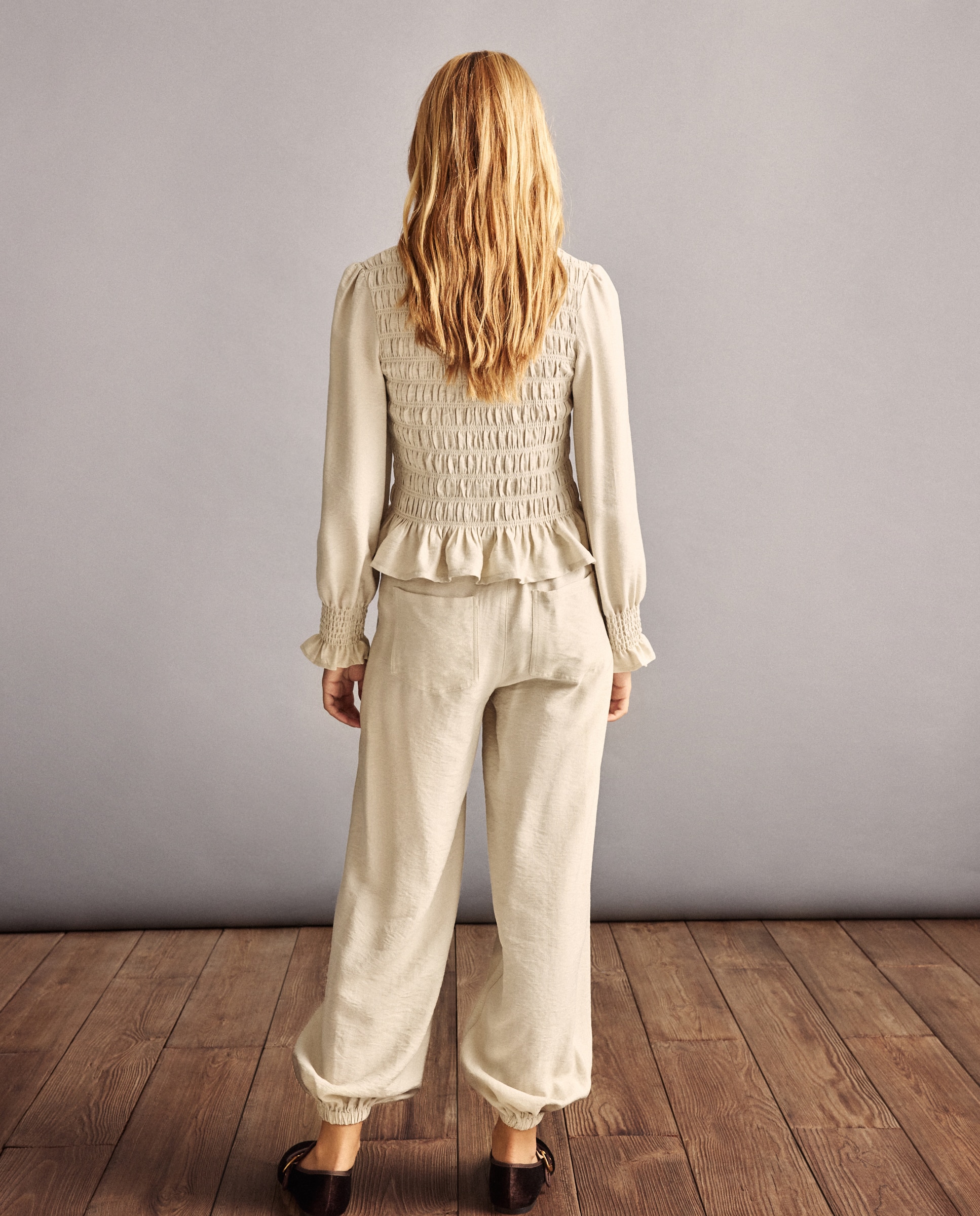 Blusa de Manga Comprida com Elásticos e Viscose Coconut El Corte Inglés Bege-3