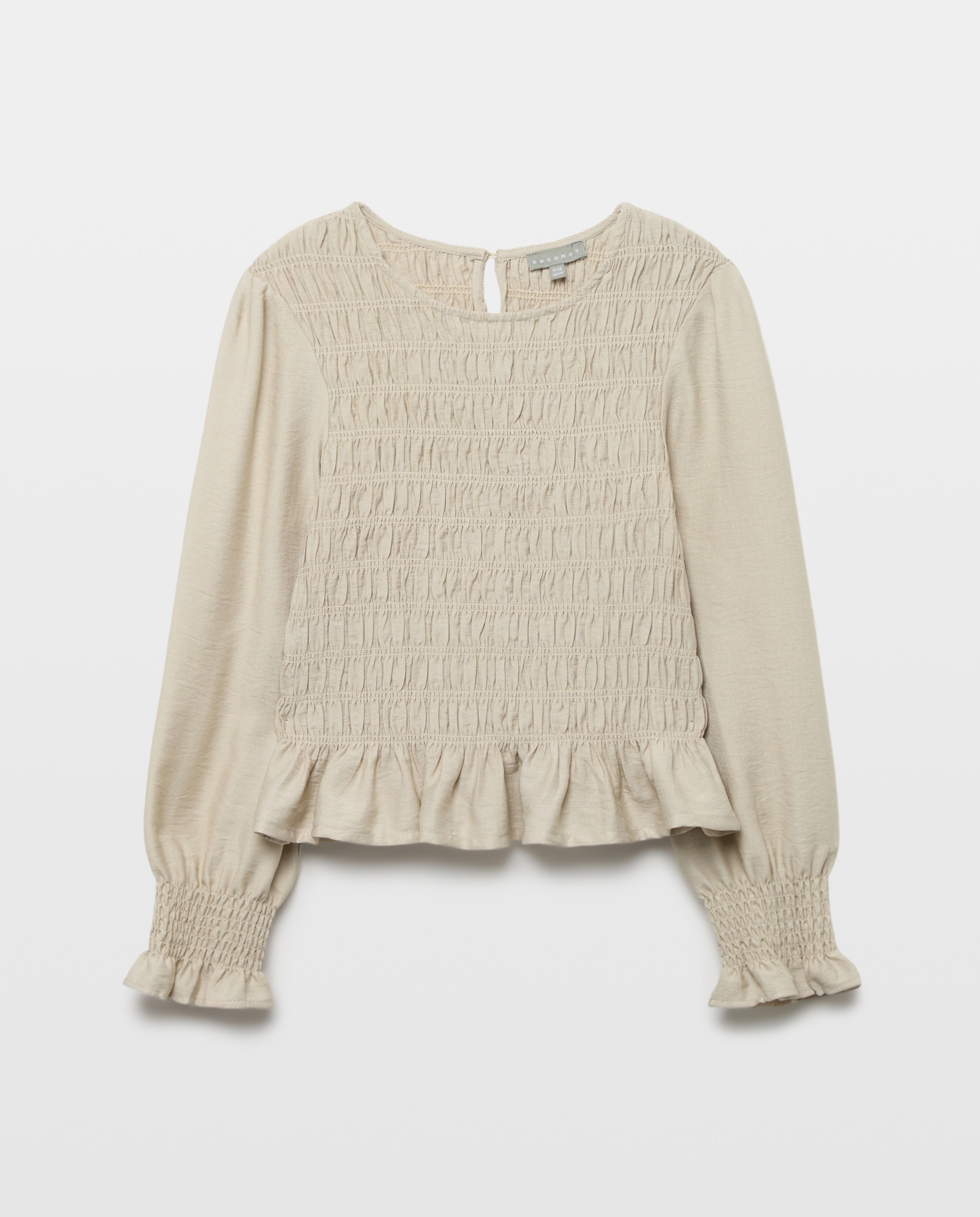 Blusa de Manga Comprida com Elásticos e Viscose Coconut El Corte Inglés Bege-4