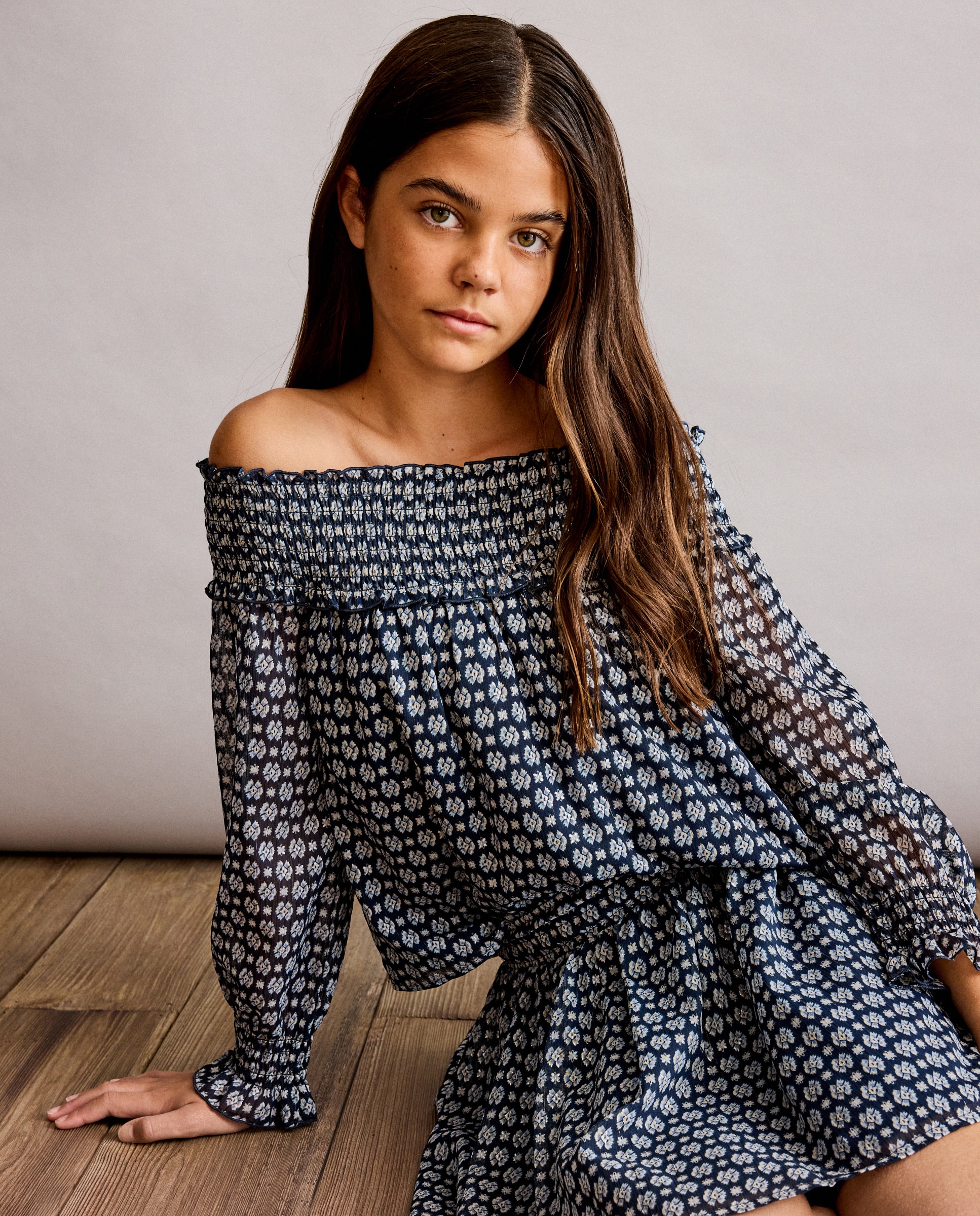 Blusa manga larga palabla de honor con estampado plata de niña - Coconut El Corte Inglés - Azul Azul-1