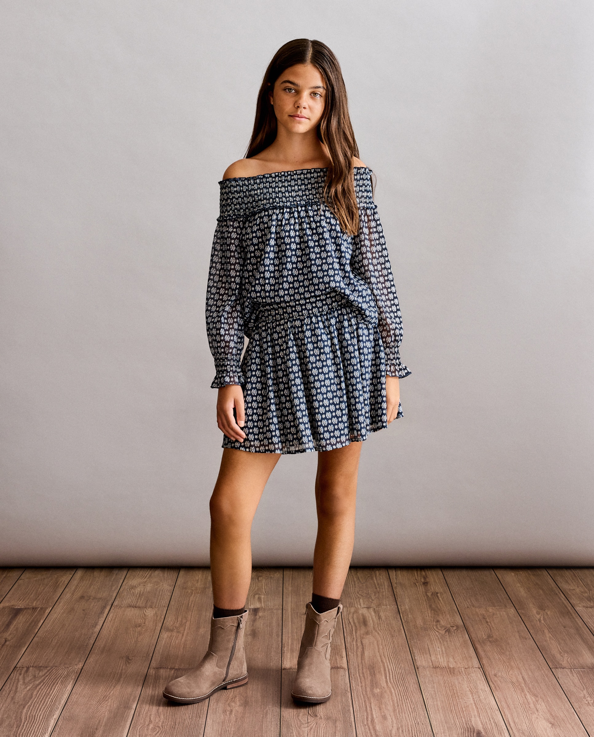 Blusa manga larga palabla de honor con estampado plata de niña - Coconut El Corte Inglés - Azul Azul-2