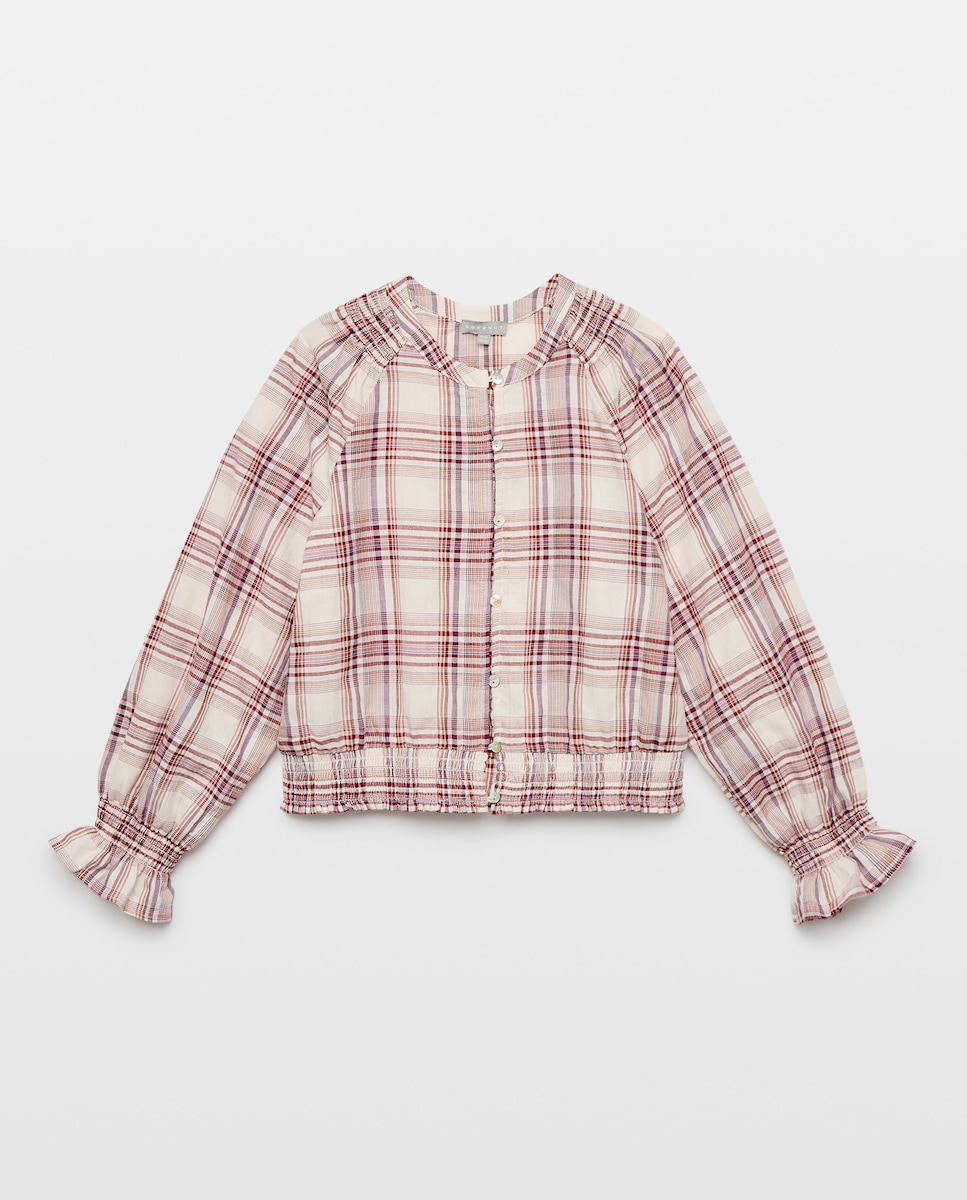 Imagen 0 de Blusa de niña con smock en bajo y hombros Rojo
