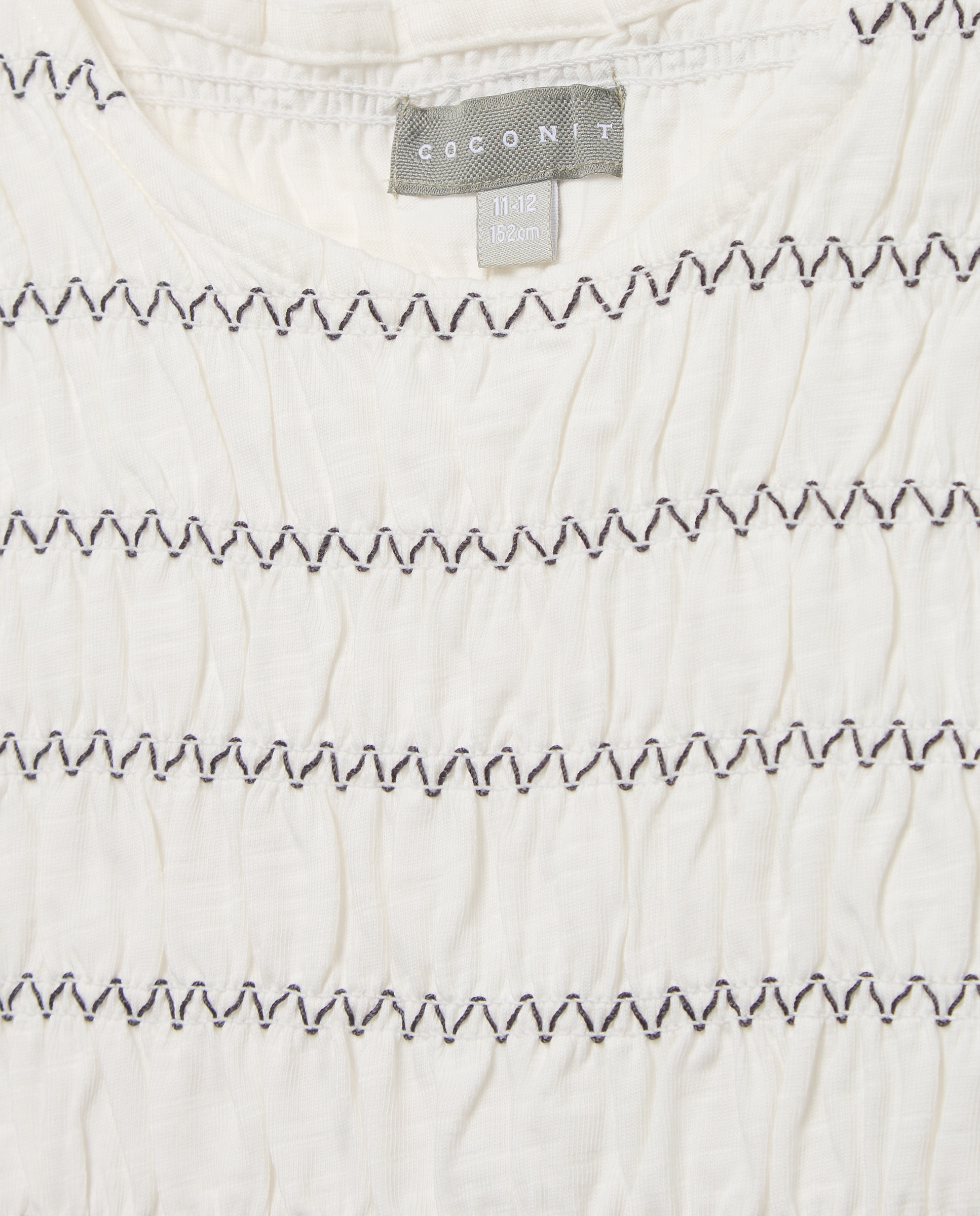 T-shirt de Manga Curta com Elásticos na Bainha e Folho de Criança Branco-marfim-6