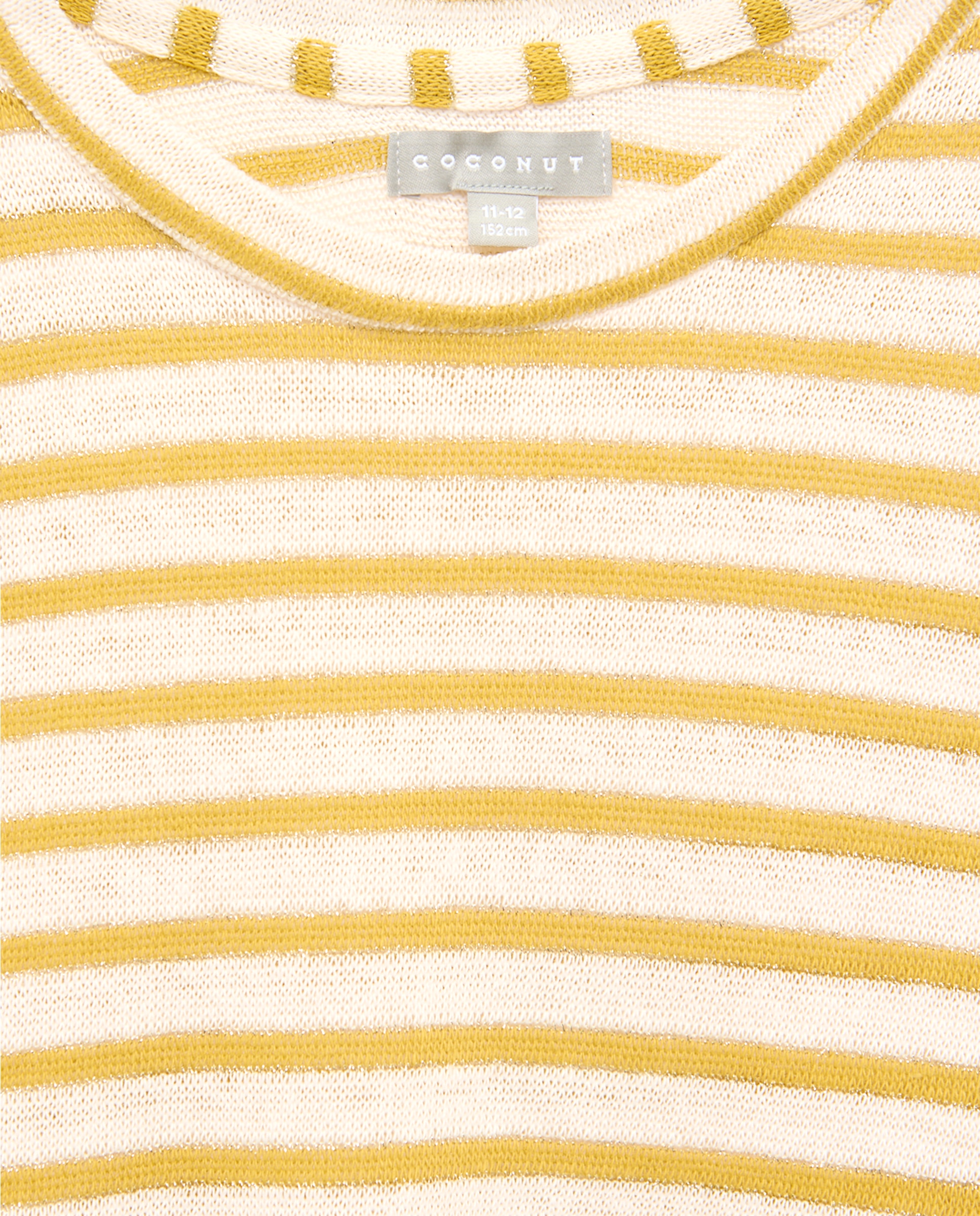T-shirt de Manga Curta Cut Out no Ombro e Riscas de Fio Metalizado Amarelo-2