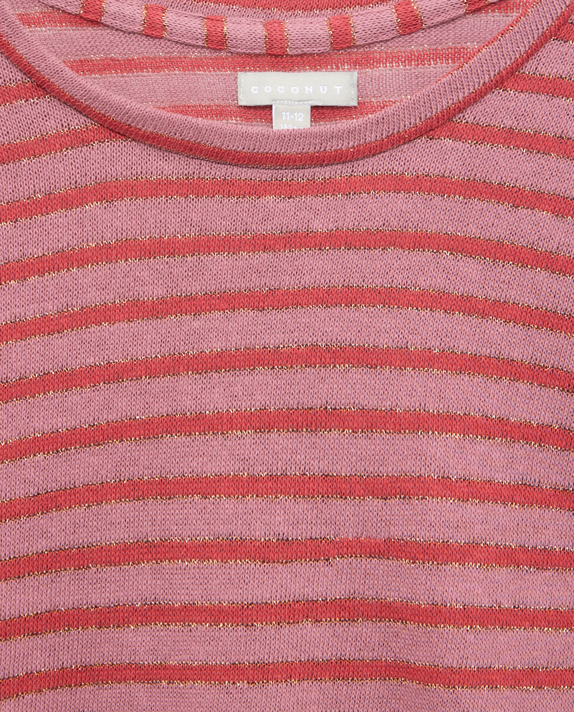 T-shirt de Manga Curta Cut Out no Ombro e Riscas de Fio Metalizado Vermelho-2