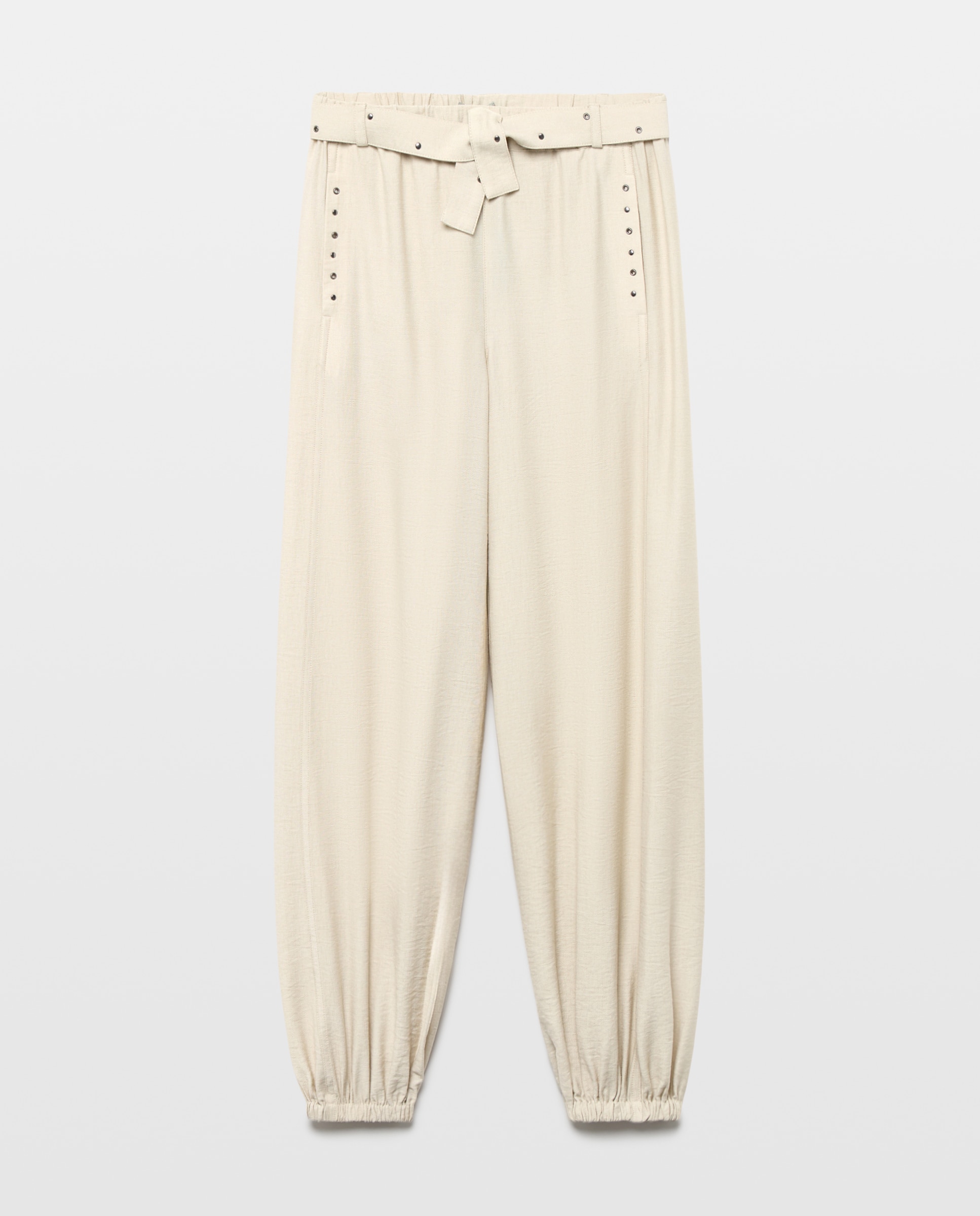 Calças Carrot de Viscose com Tachas e Ilhoses Coconut El Corte Inglés Bege-5