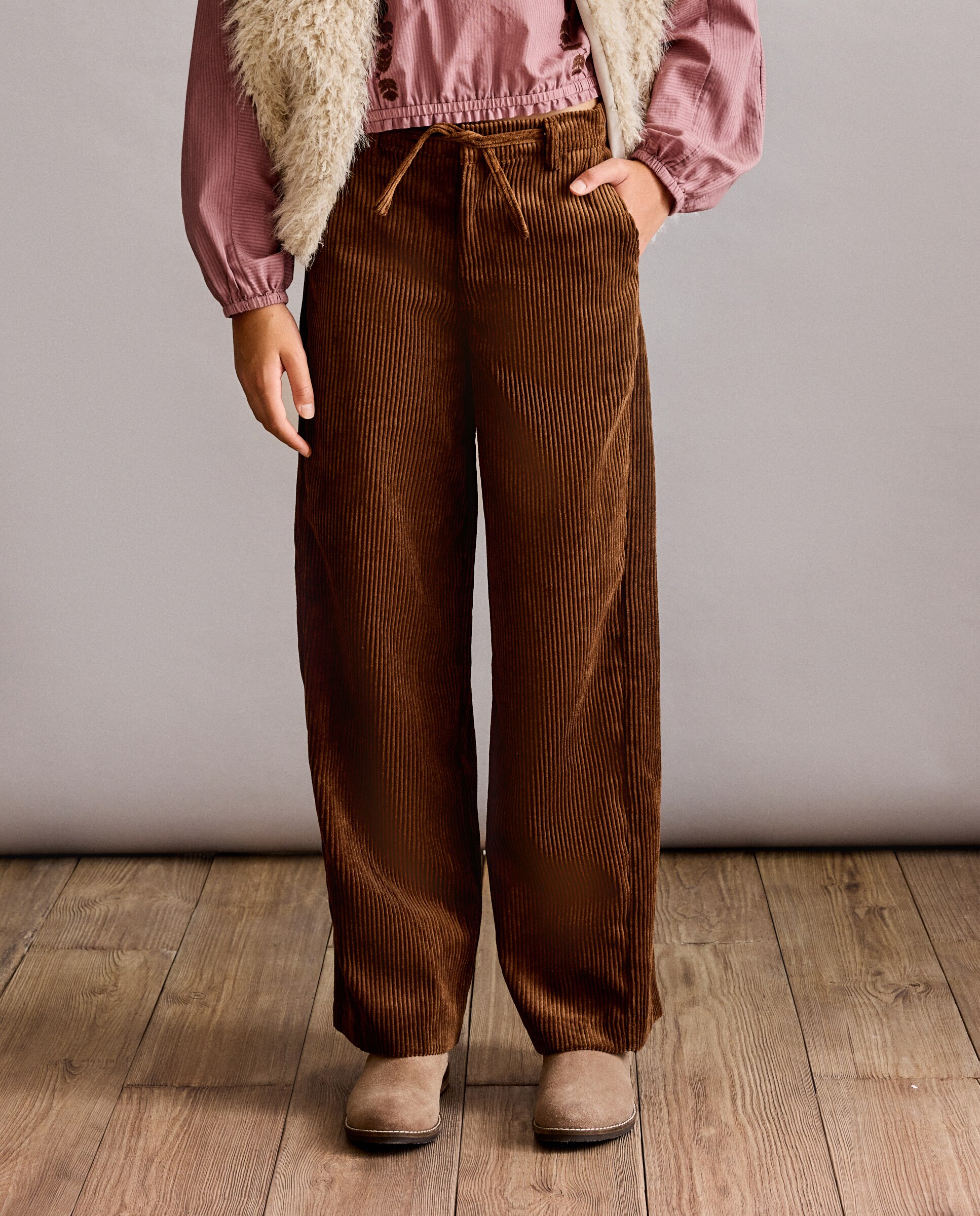 Pantalón jogger de pana gruesa fluída de niña - Coconut El Corte Inglés - Marrón Marrón-2