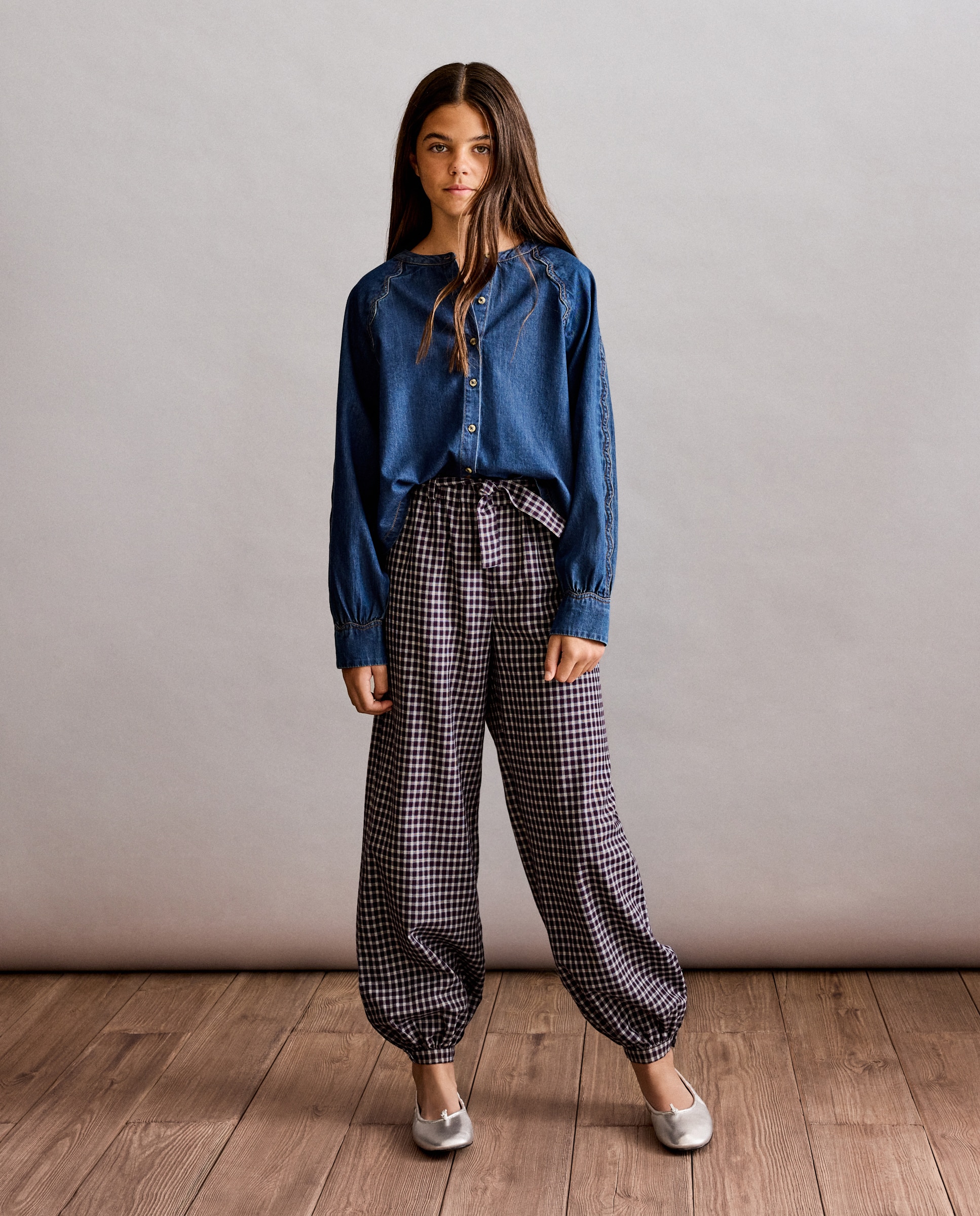 Pantalón estilo bombacho con cuadro pequeño de niña - Coconut El Corte Inglés - Rojo Rojo-1