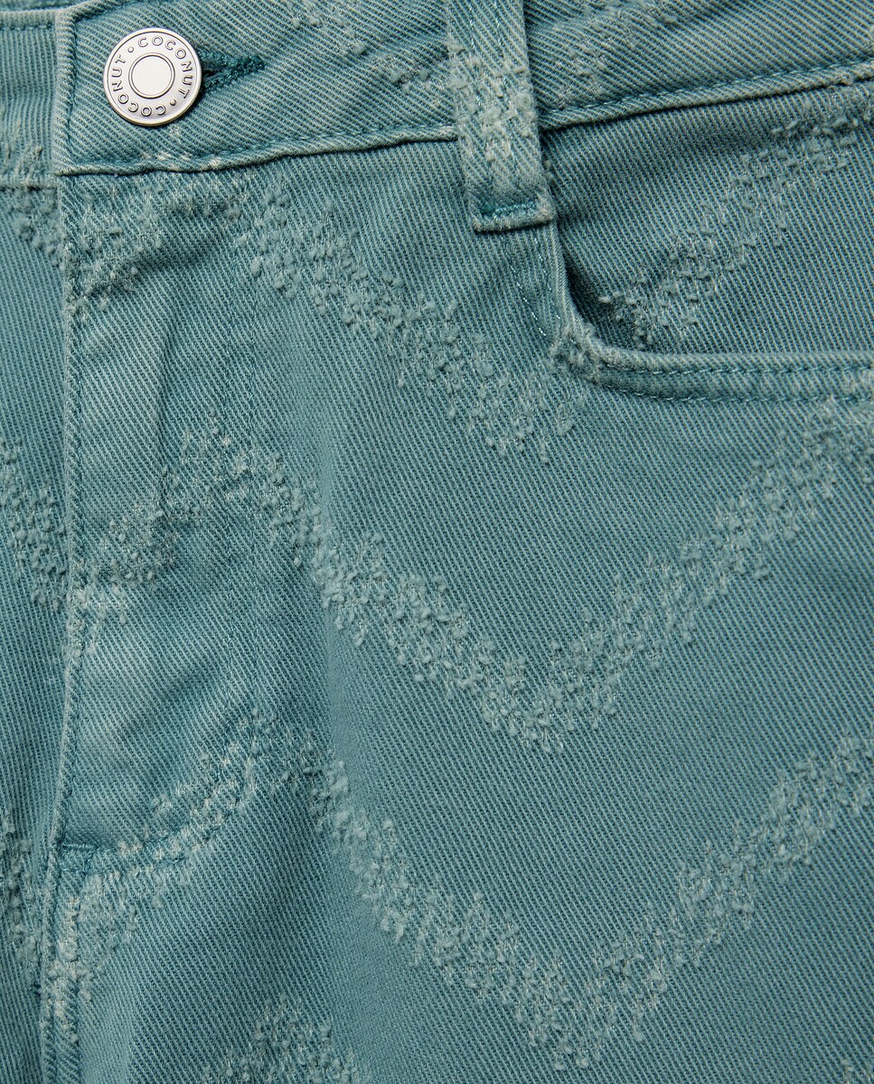 Jeans em Tecido Rasgado e Desfiado 530 Verde Escuro-6