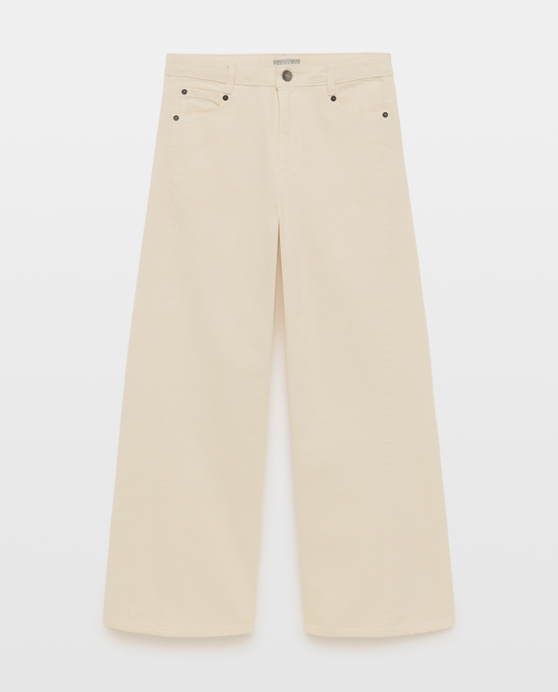 Jeans com Costura à Frente e Patch 120 Cru-4
