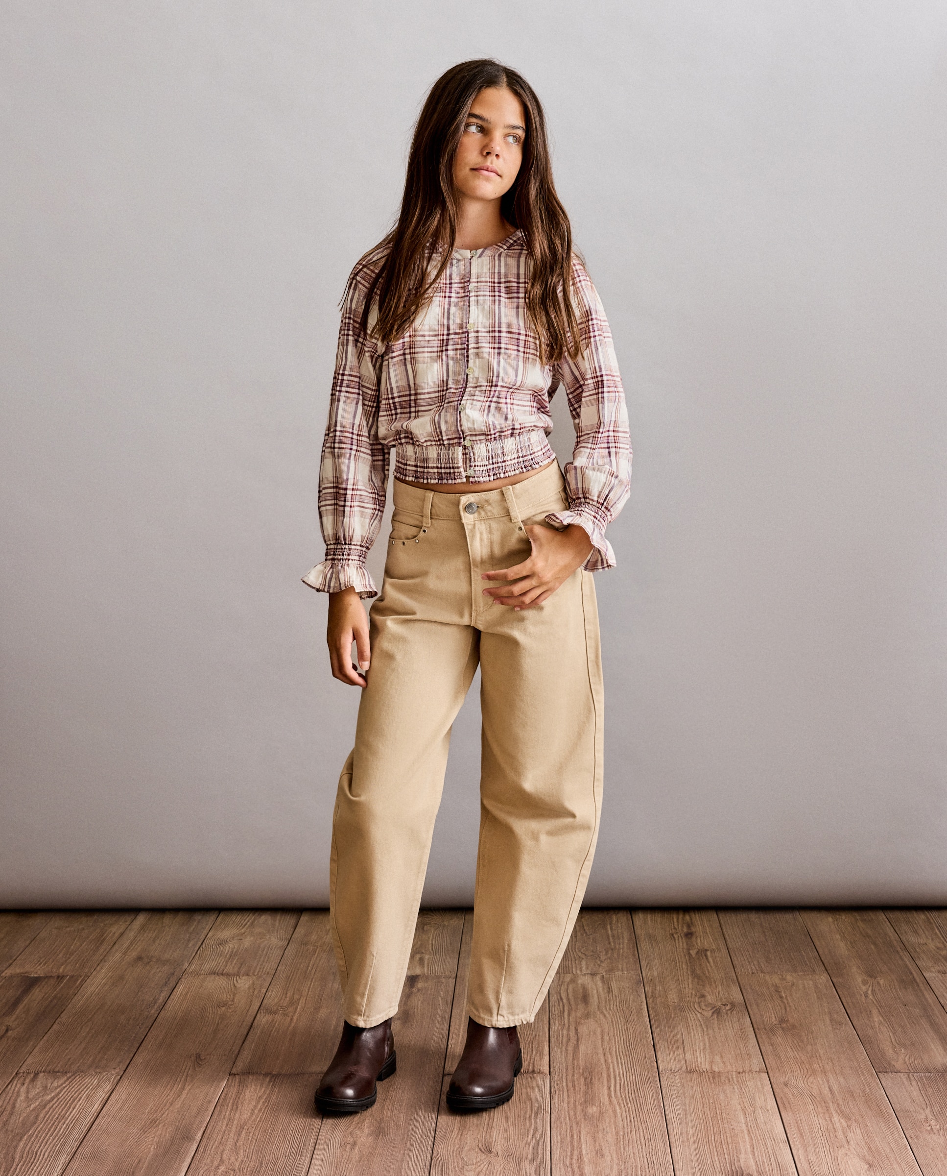Vaquero de niña estilo ballom con ojales y tachas - Coconut El Corte Inglés - Beige Beige-1