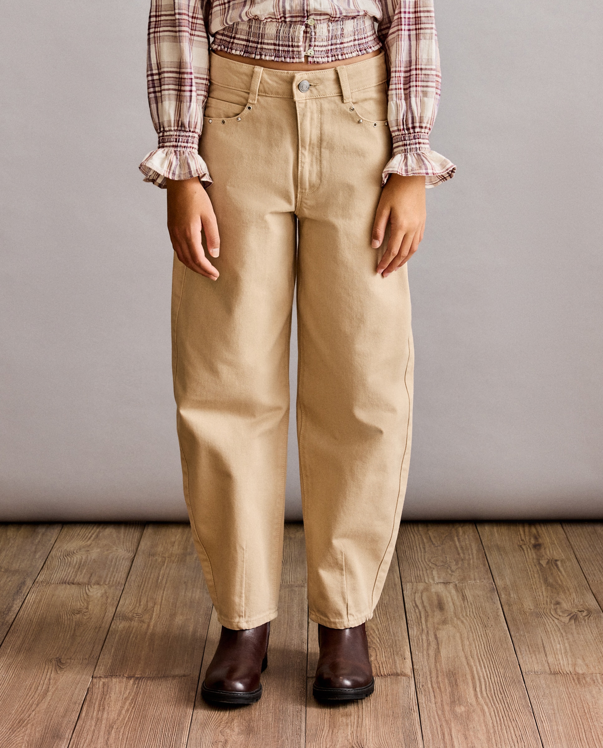 Vaquero de niña estilo ballom con ojales y tachas - Coconut El Corte Inglés - Beige Beige-2