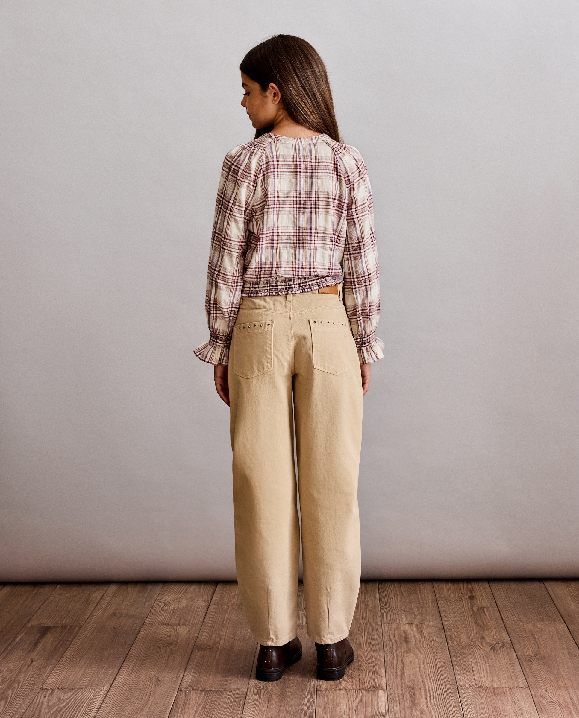 Vaquero de niña estilo ballom con ojales y tachas - Coconut El Corte Inglés - Beige Beige-3