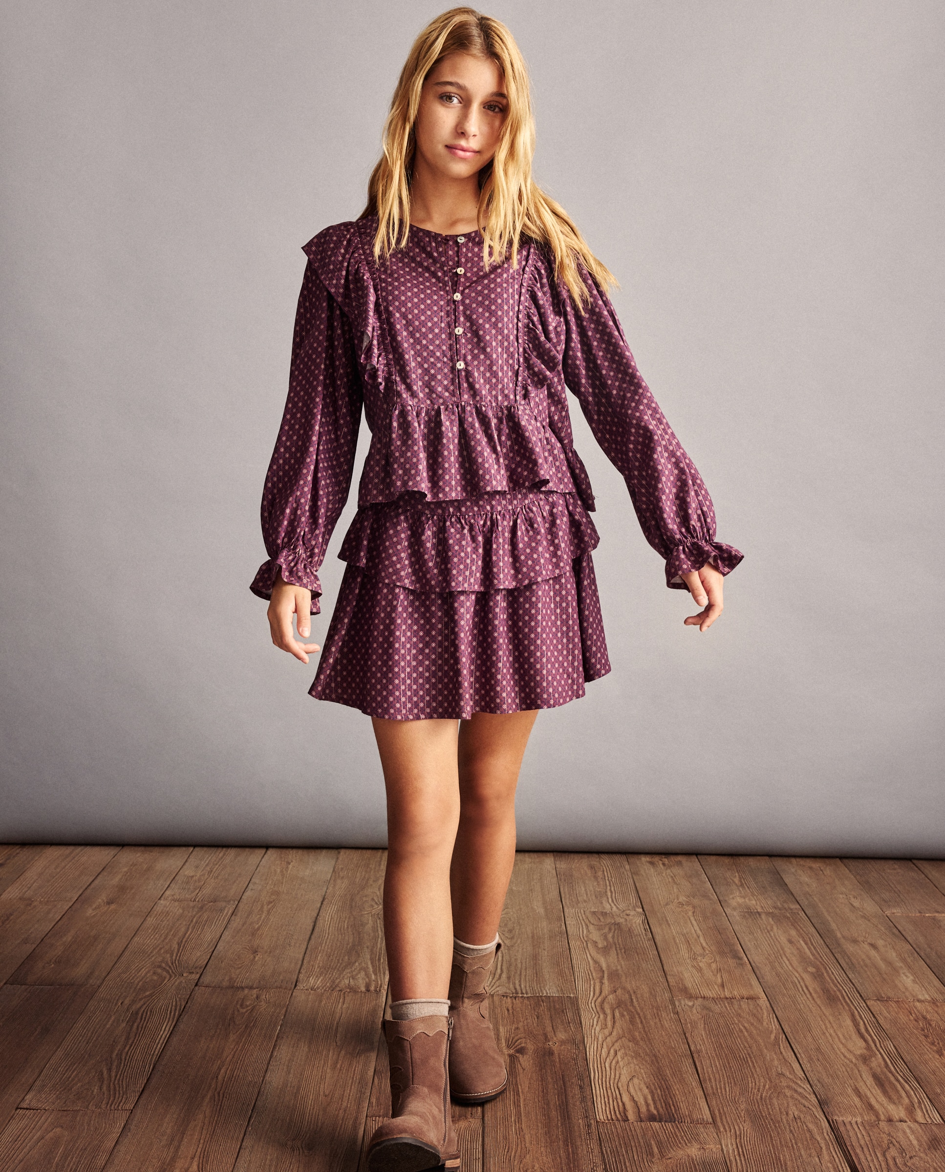 Saia de Viscose com Folhos e Estampado de Mini Girassol Coconut El Corte Inglés Vermelho-1